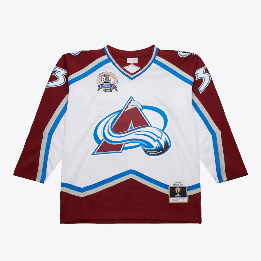 Patrick Roy Colorado Avalanche NHL Mitchell & Ness Men's White 2001 Power Play Authentic Jersey