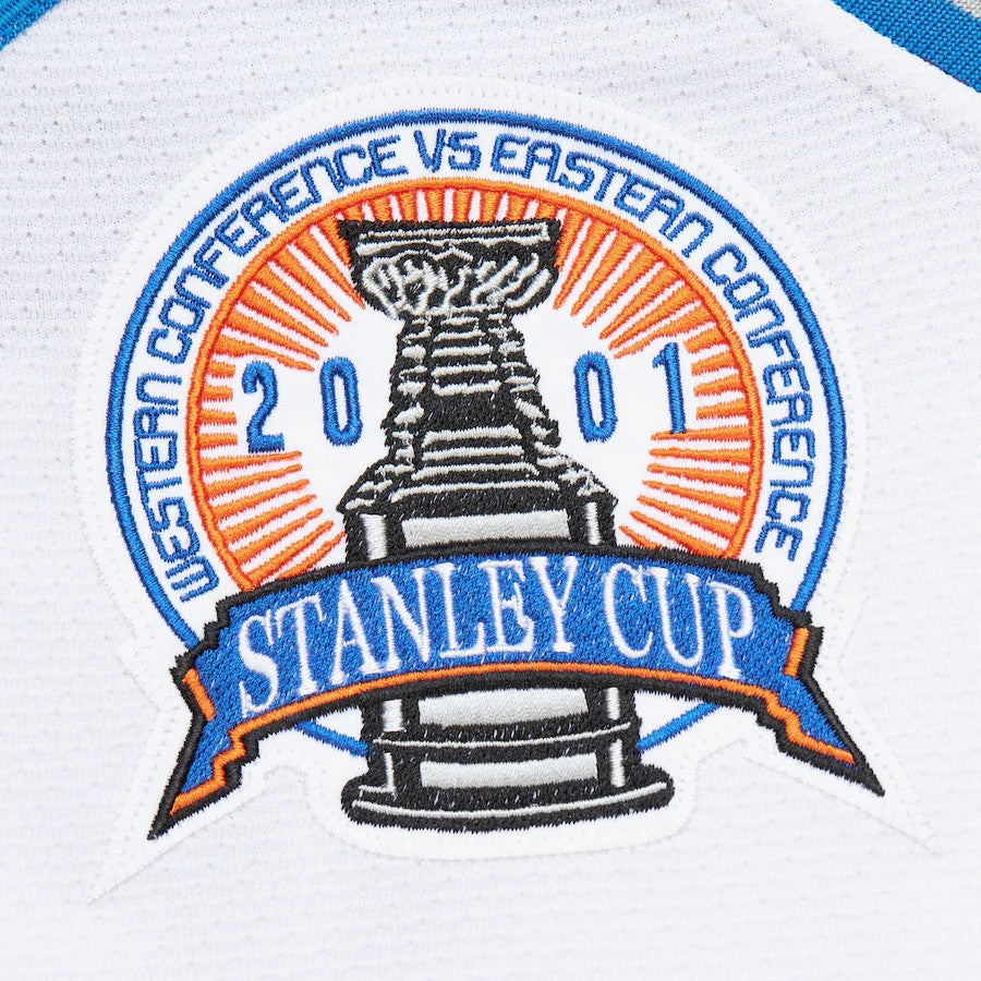 Maillot authentique Mitchell & Ness pour homme, édition 2001, de l'Avalanche du Colorado, de la LNH, blanc