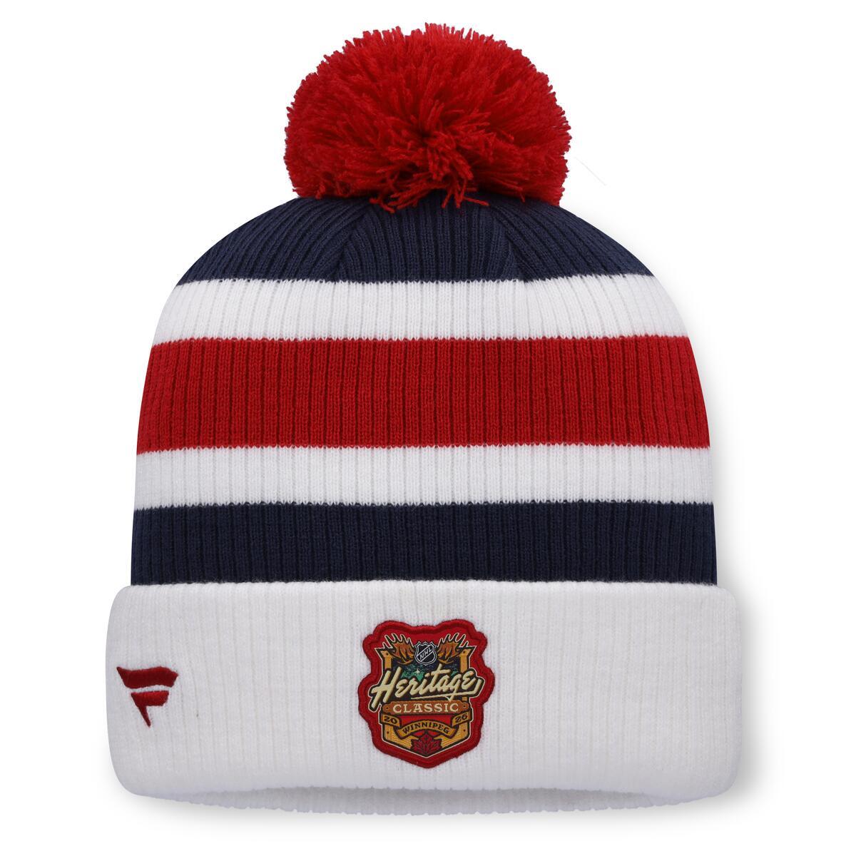 Winnipeg Jets NHL Fanatics Branded Men's White 2026 Heritage Classic Cuff Pom Knit Hat