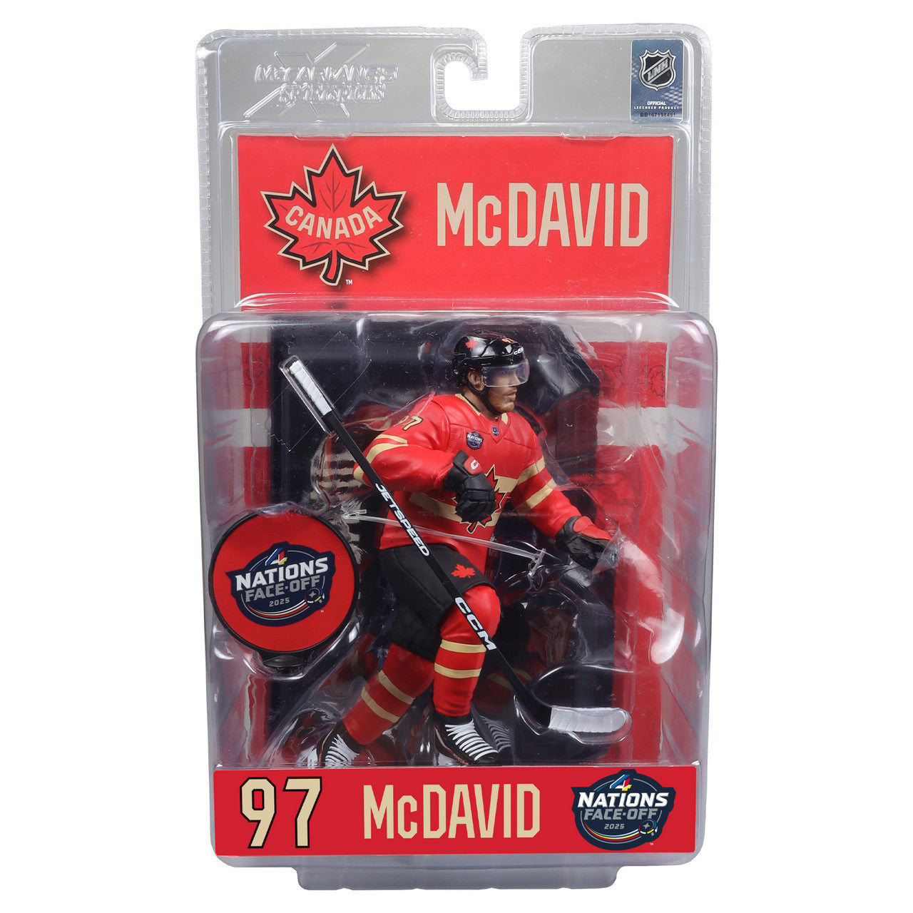 Figurine articulée 7" de la série Legacy Face-Off des 4 nations de Connor McDavid Canada de la LNH