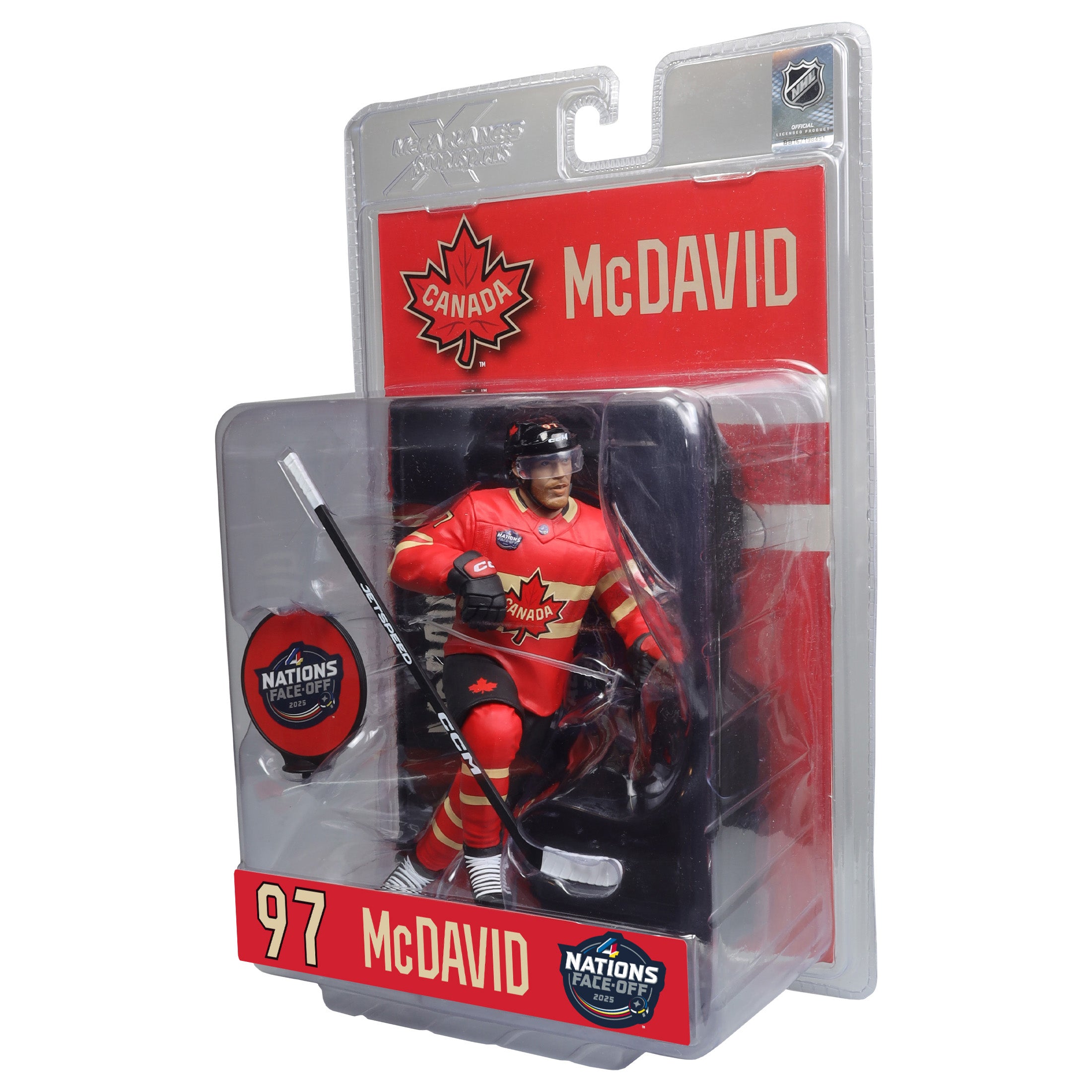 Figurine articulée 7" de la série Legacy Face-Off des 4 nations de Connor McDavid Canada de la LNH