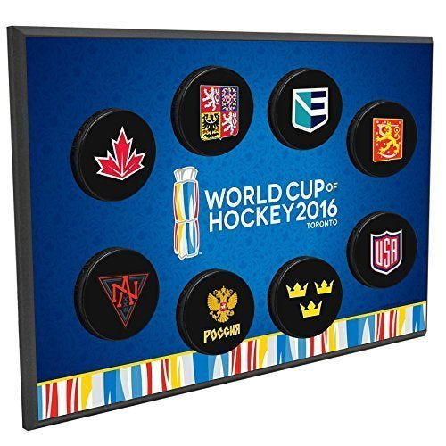 2016 World Cup of Hockey IIHF Inglasco 8 Team Hockey Puck Wall Plaque