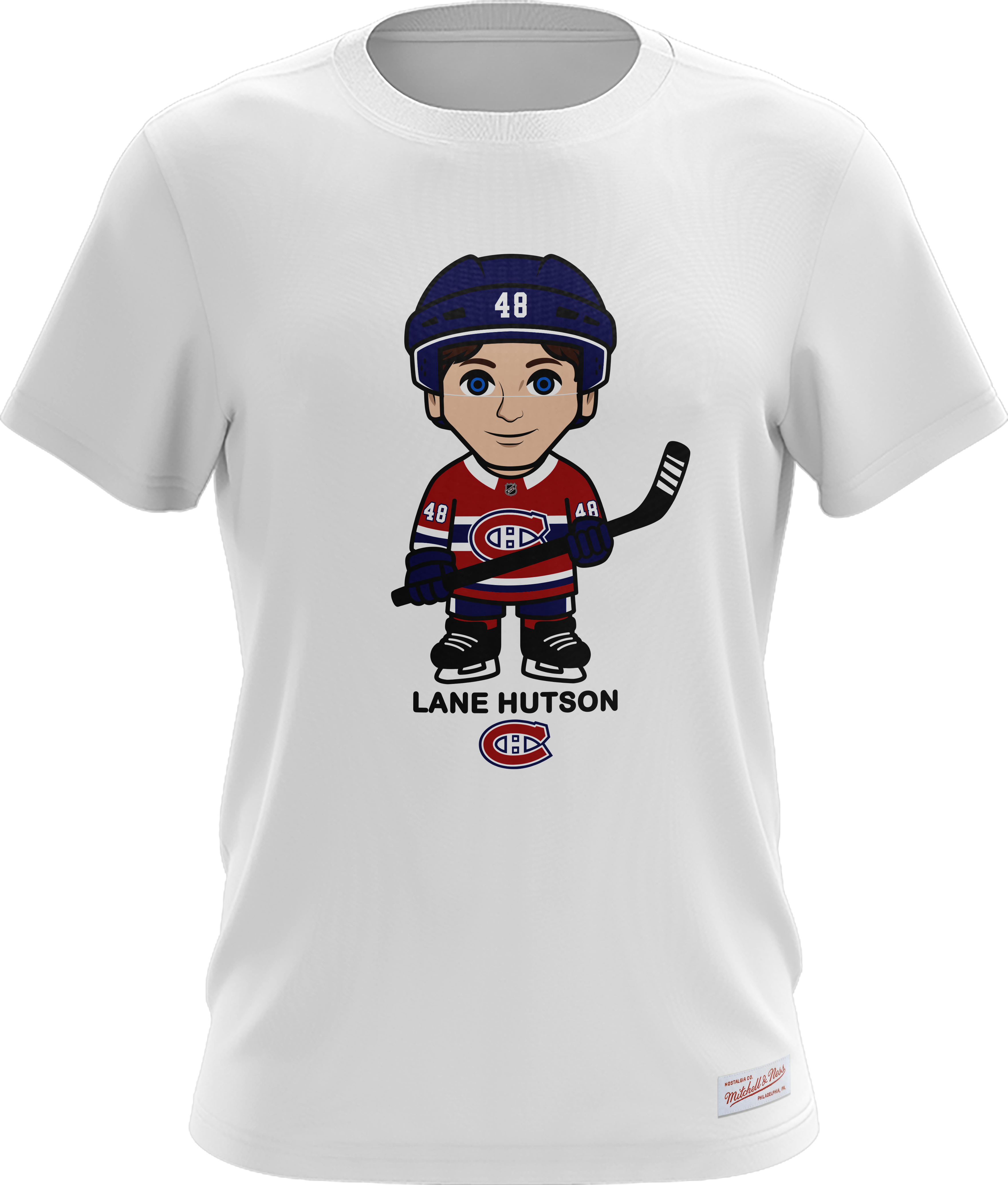 T-shirt Milo blanc Mitchell & Ness pour homme - Lane Hutson - Canadiens de Montréal - LNH