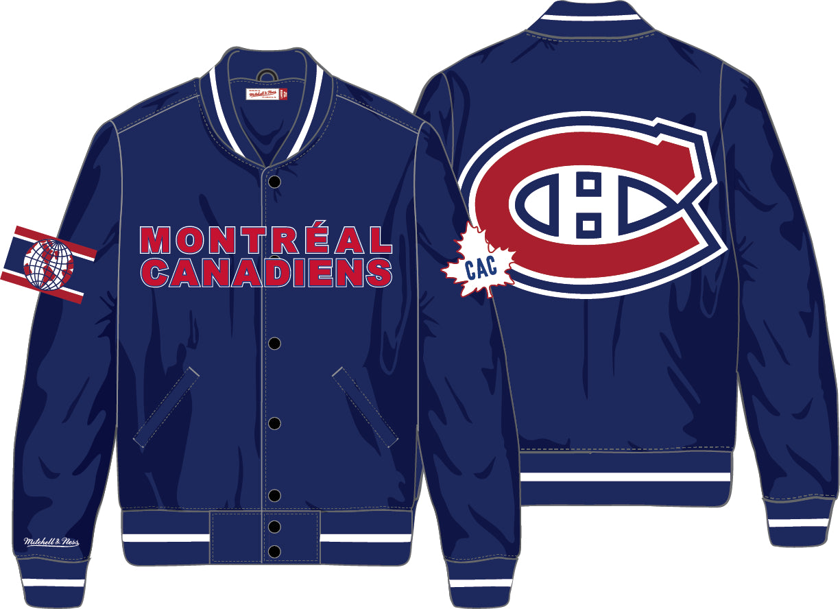 Montreal Canadiens NHL Mitchell & Ness Men’s Navy Big Hood Satin Jacket