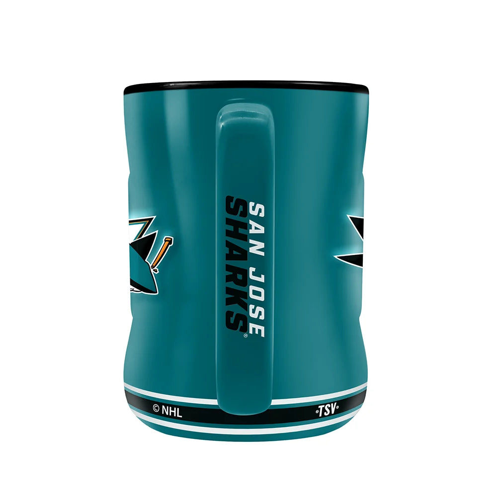 San Jose Sharks NHL TSV 14oz Teal Team Crest Sculpted Coffee Mug