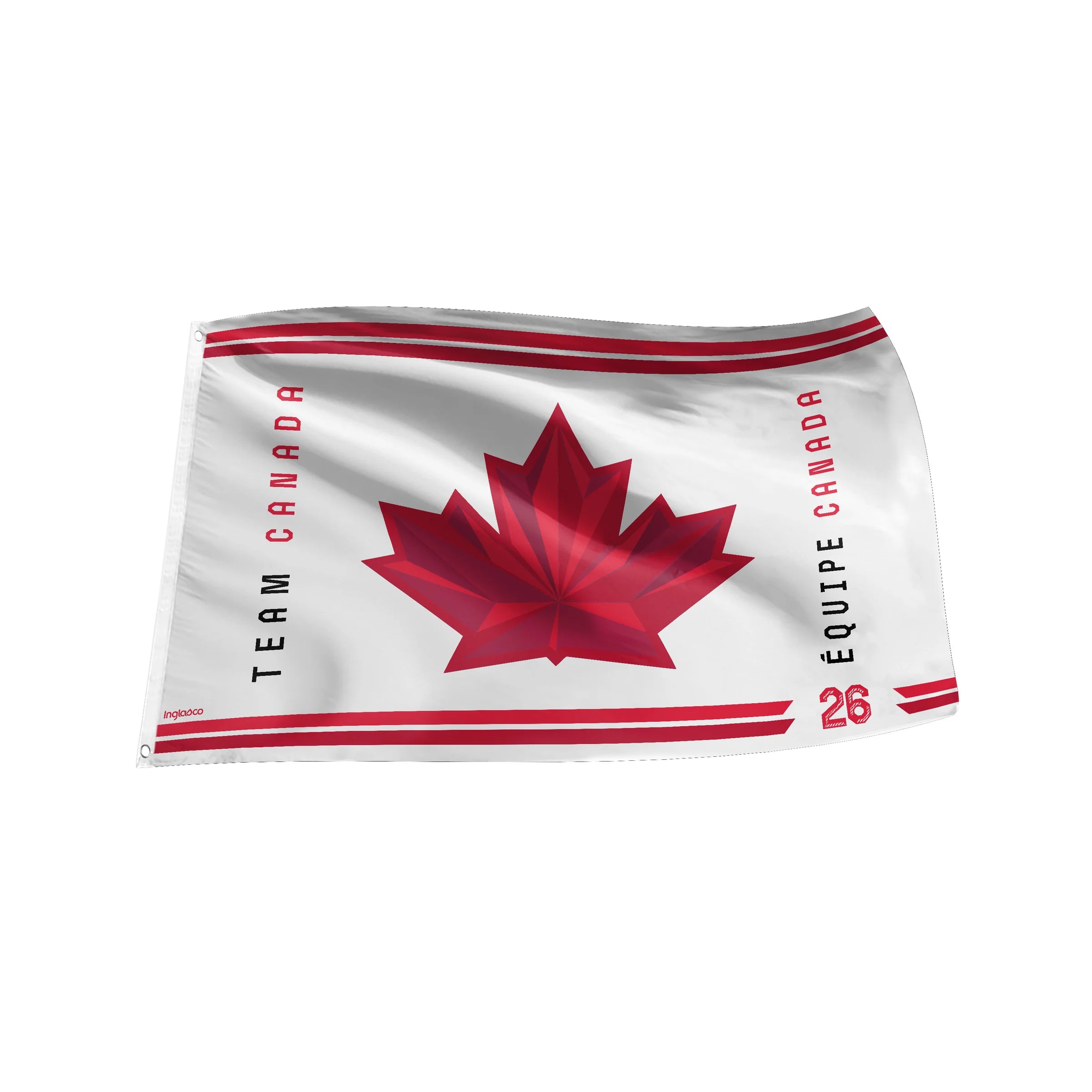 Drapeau mural Hockey Canada IIHF Inglasco 2026 Jeux olympiques d'hiver 3 pi x 5 pi
