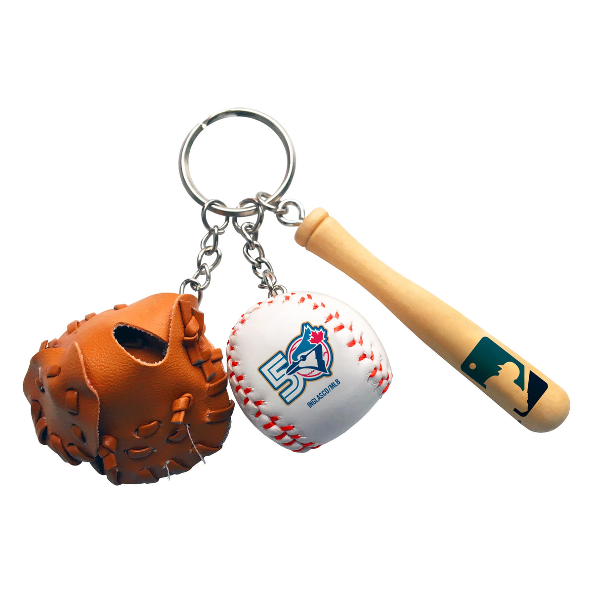 Toronto Blue Jays MLB TSV 50th Season Bat, Ball & Glove Keychain