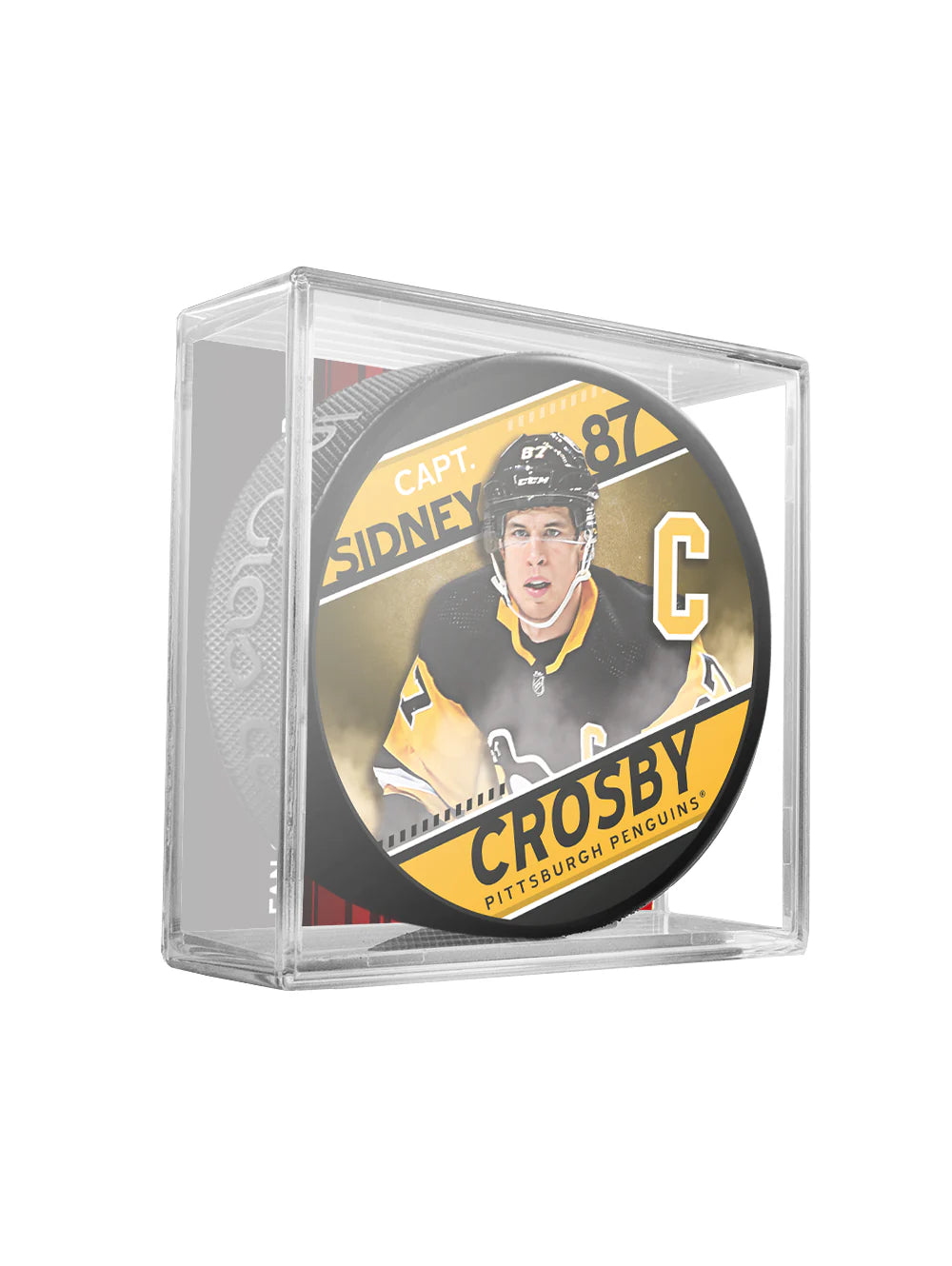 Rondelle de hockey Sidney Crosby, Penguins de Pittsburgh, LNH, Inglasco Cube Captain Series