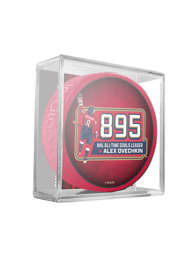 Alexander Ovechkin Washington Capitals NHL Inglasco 895 buts de tous les temps Cube Red Hockey Puck