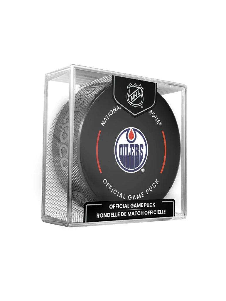 Puck de hockey officiel sous licence NHL Inglasco des Oilers d'Edmonton 2025-26