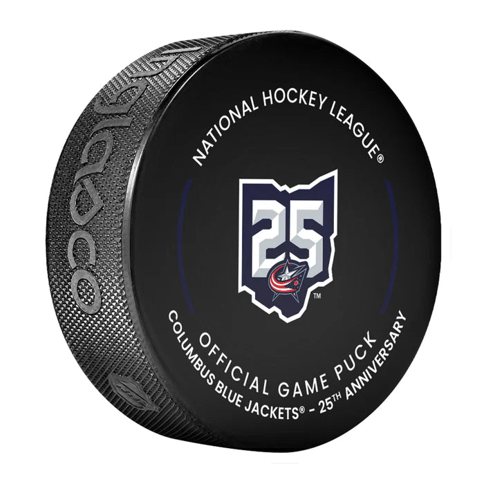 Rondelle de hockey officielle sous licence NHL Columbus Blue Jackets 2025-26 Inglasco 25e anniversaire