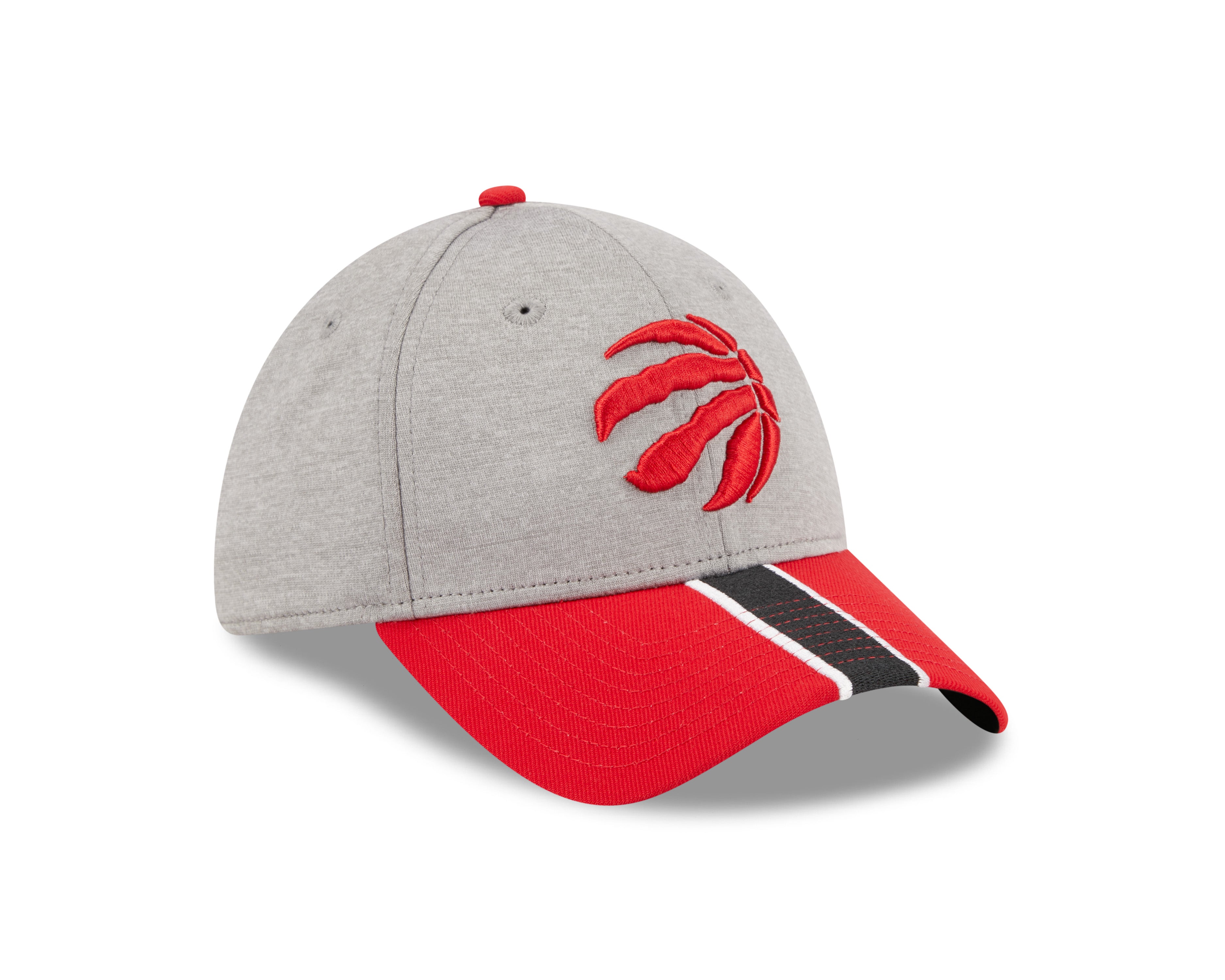 Toronto Raptors NBA New Era Casquette extensible à rayures gris/rouge 39Thirty E3 pour hommes