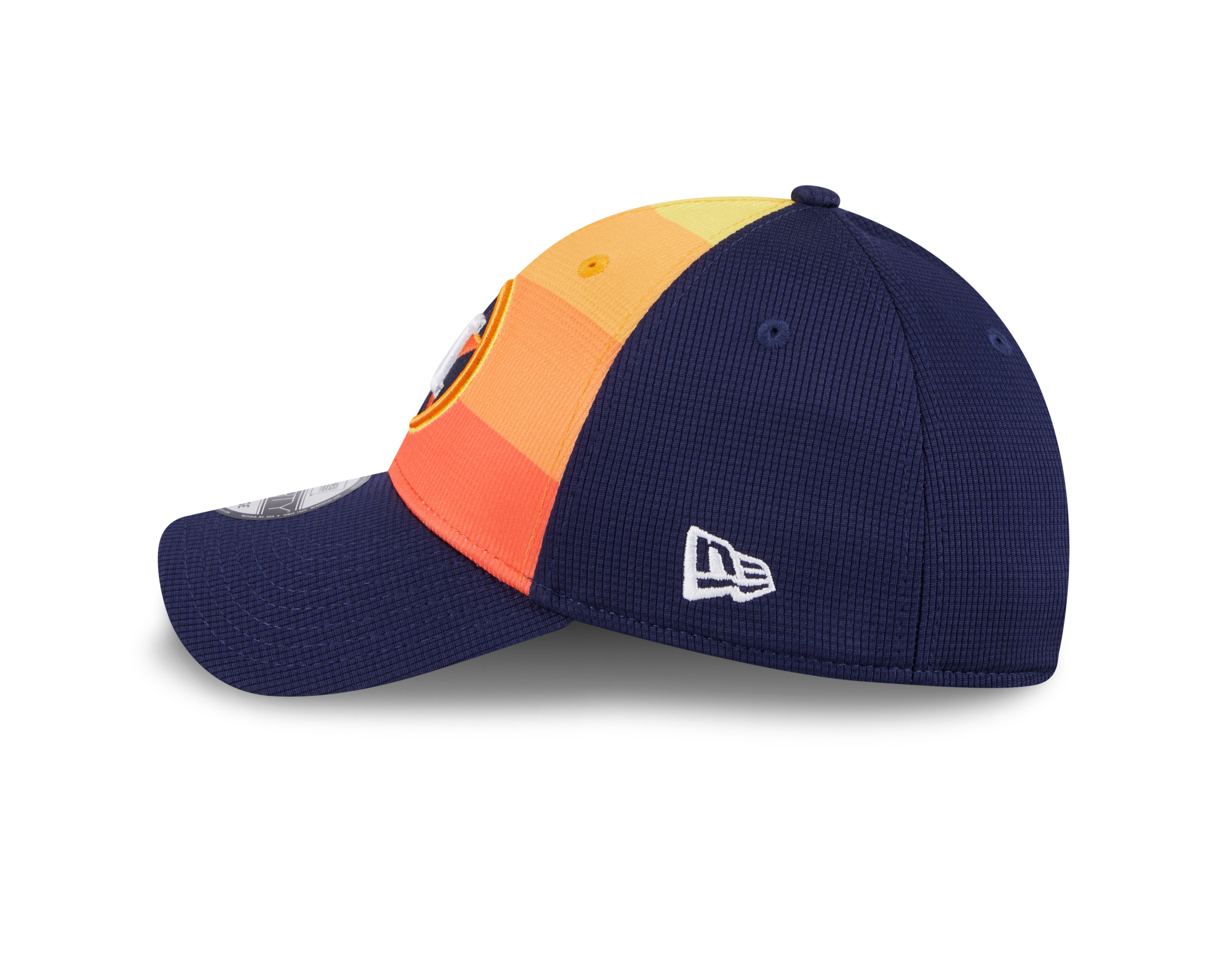 Casquette extensible pour entraînement au bâton des Astros de Houston MLB New Era 39Thirty 2024 orange/bleu marine pour hommes