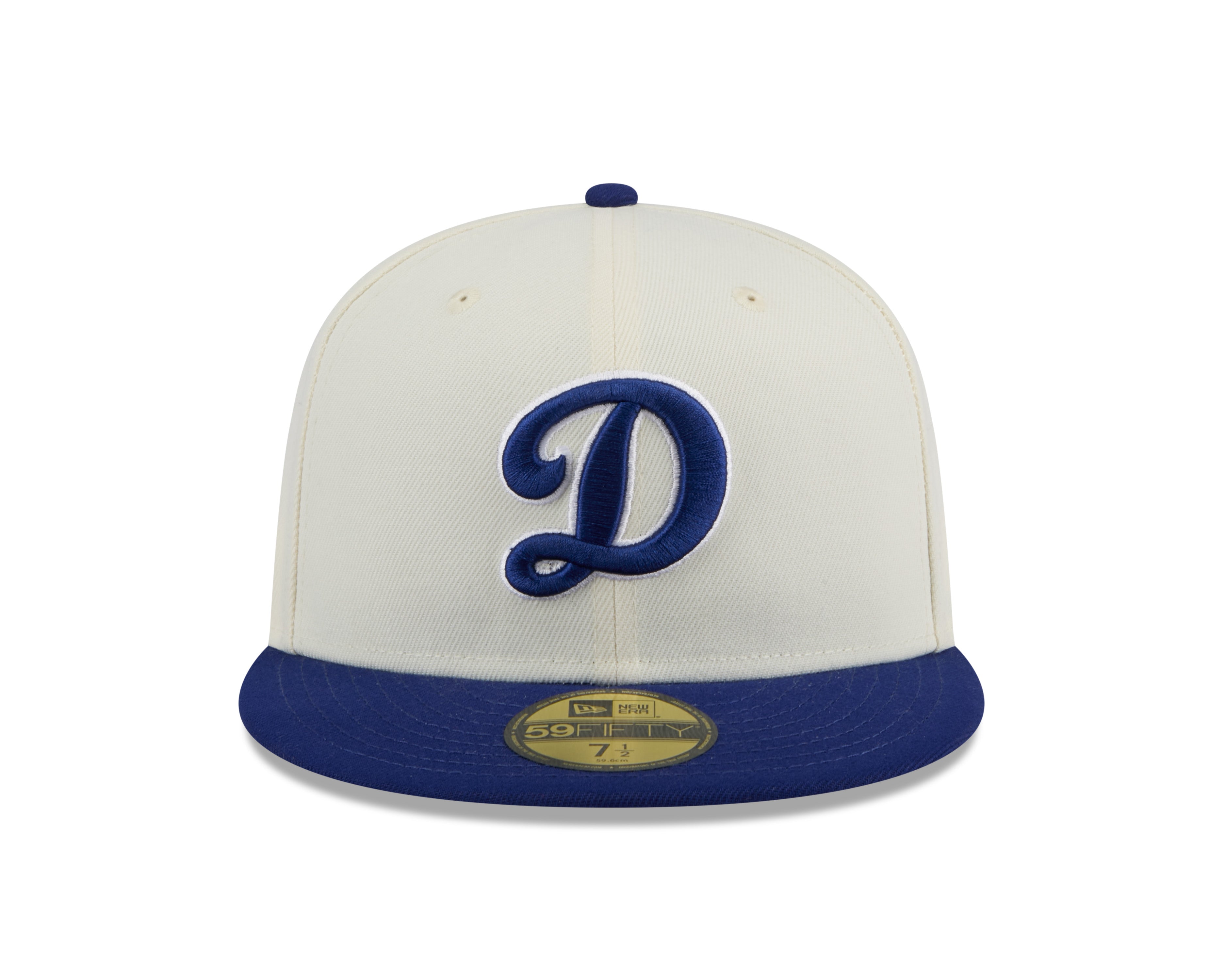 Los Angeles Dodgers MLB New Era Casquette ajustée blanc cassé/bleu marine 59Fifty 2024 Evergreen pour hommes