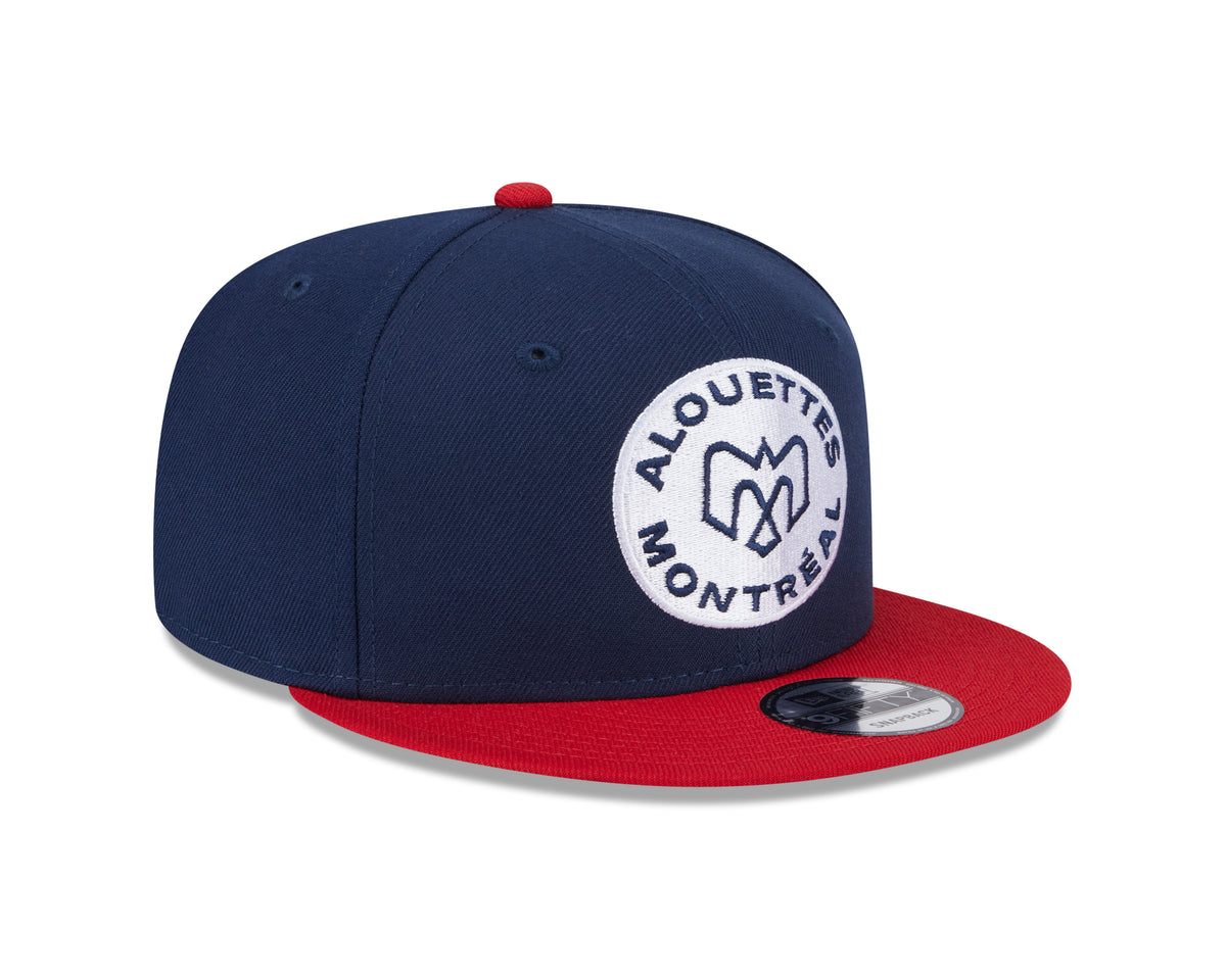 Alouettes de Montréal CFL New Era Snapback 9Fifty deux tons bleu marine/rouge pour hommes