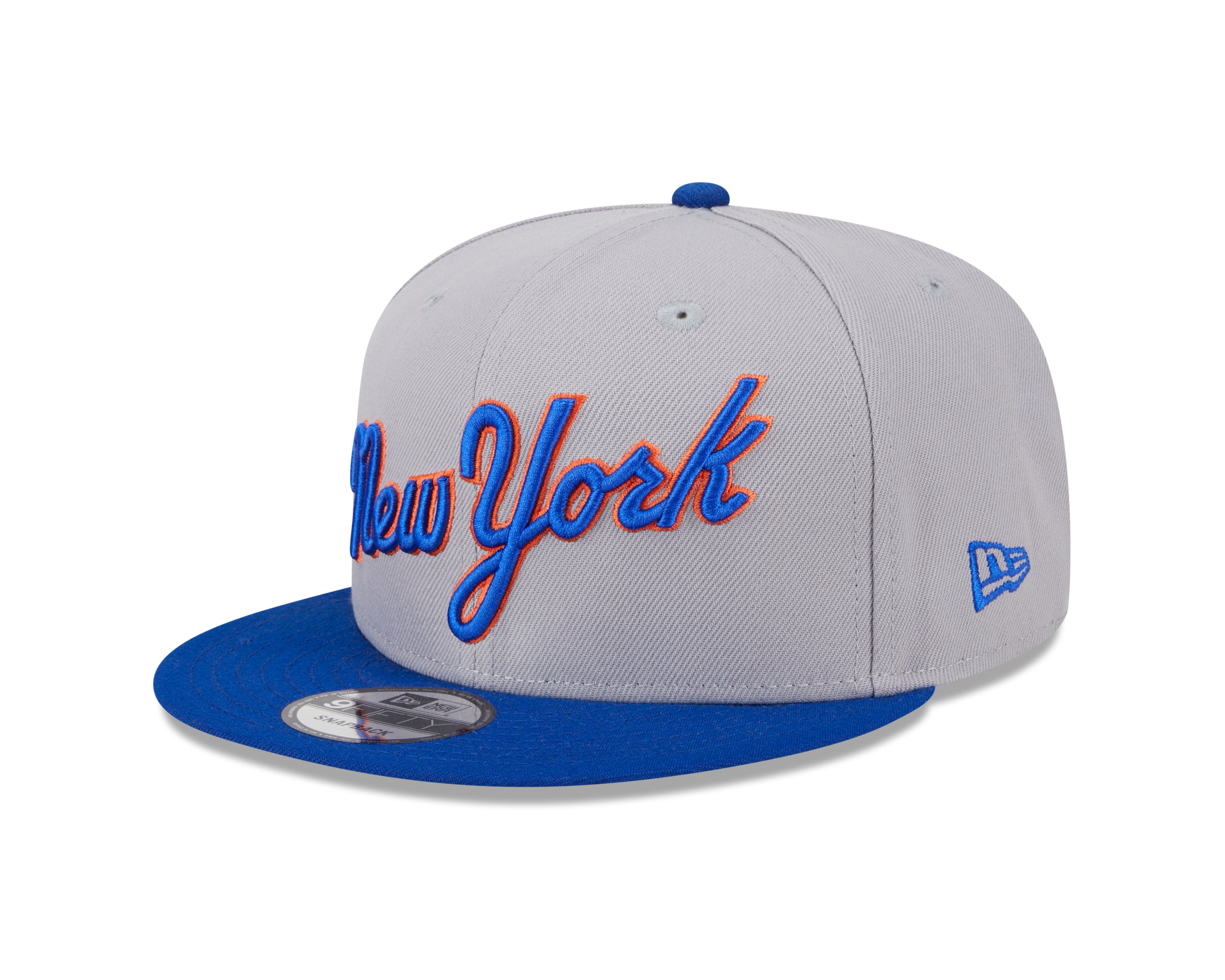 Casquette Snapback d'entraînement au bâton New Era 9Fifty 2025 pour homme MLB New York Mets Gris/Bleu royal