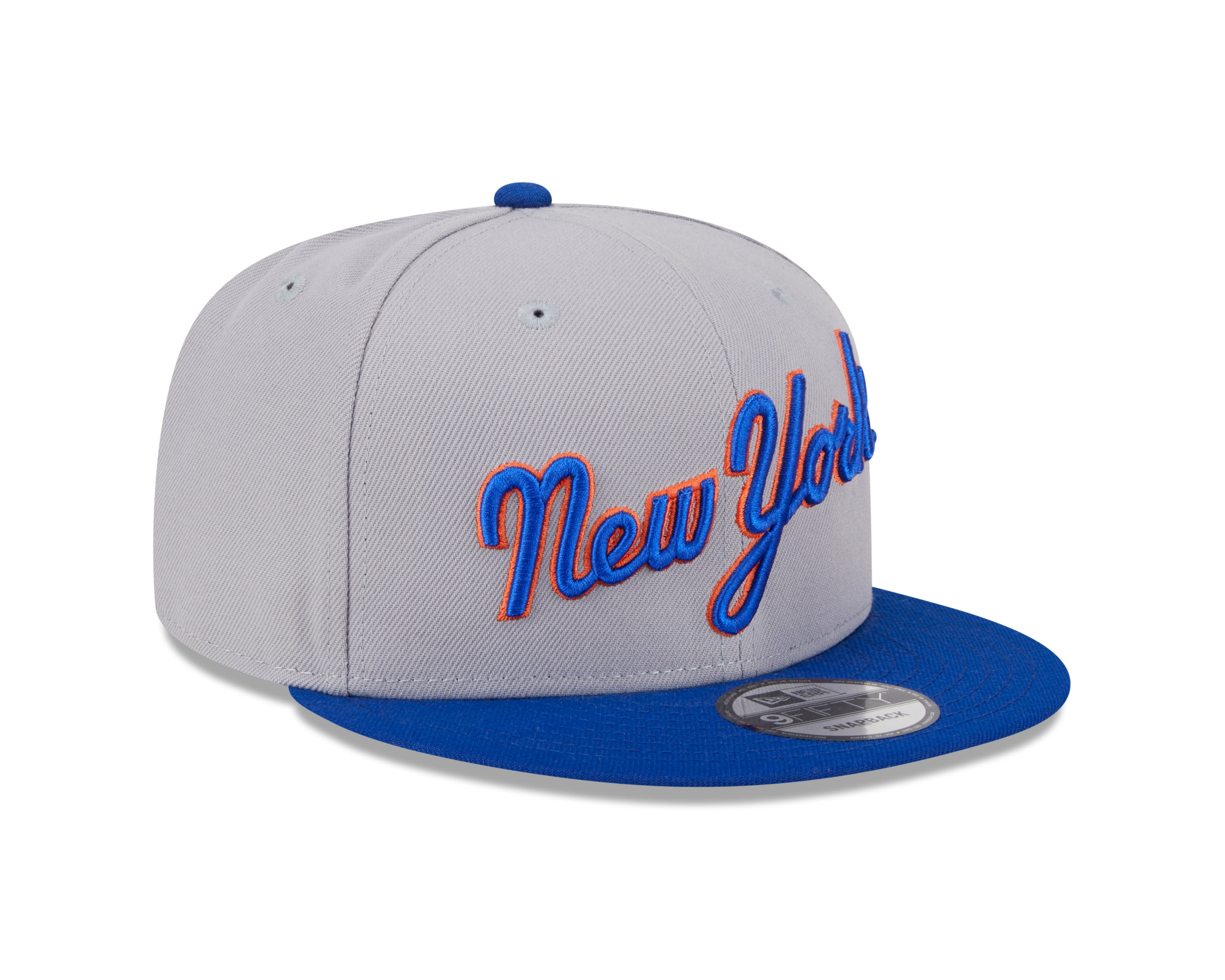 Casquette Snapback d'entraînement au bâton New Era 9Fifty 2025 pour homme MLB New York Mets Gris/Bleu royal