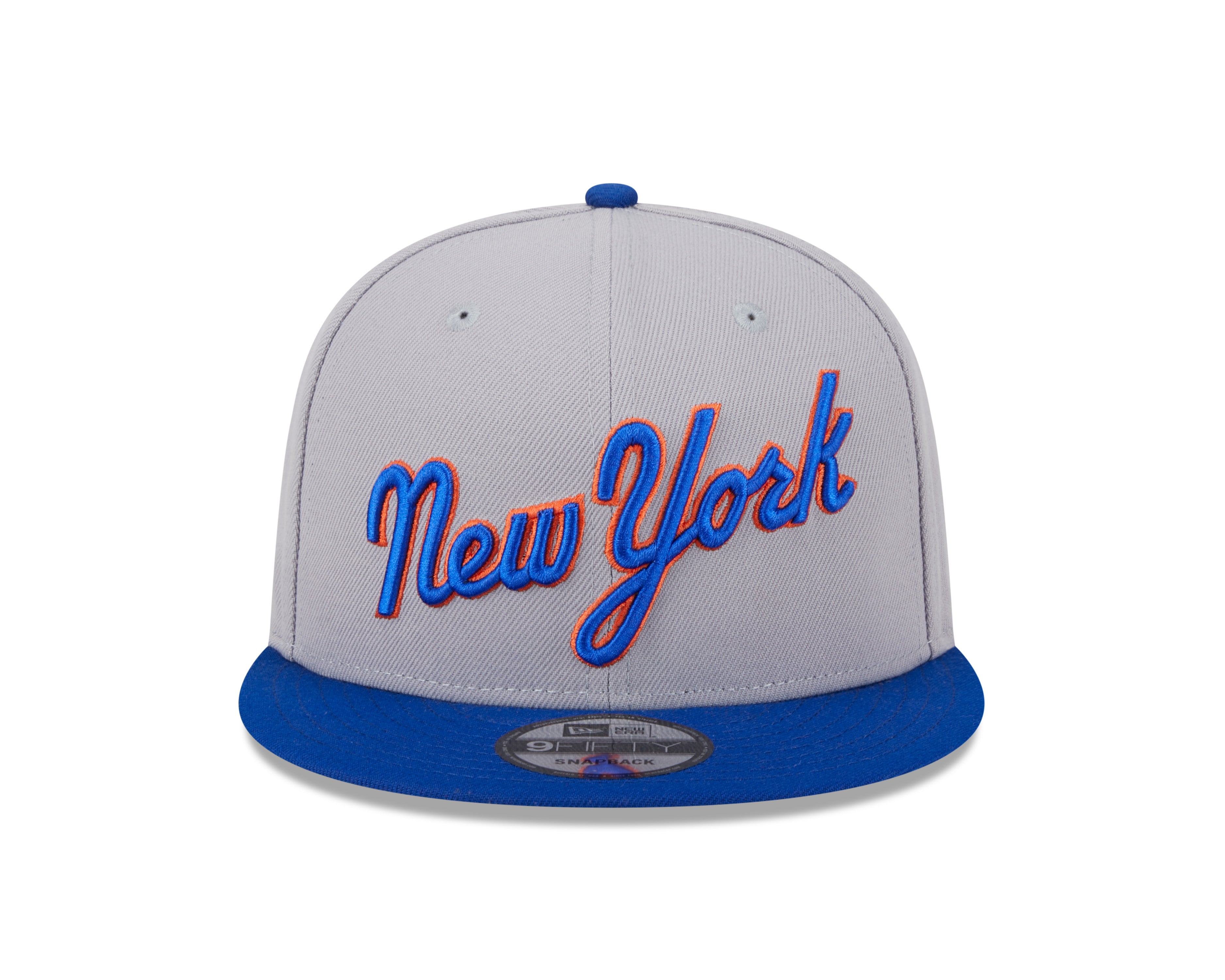 Casquette Snapback d'entraînement au bâton New Era 9Fifty 2025 pour homme MLB New York Mets Gris/Bleu royal