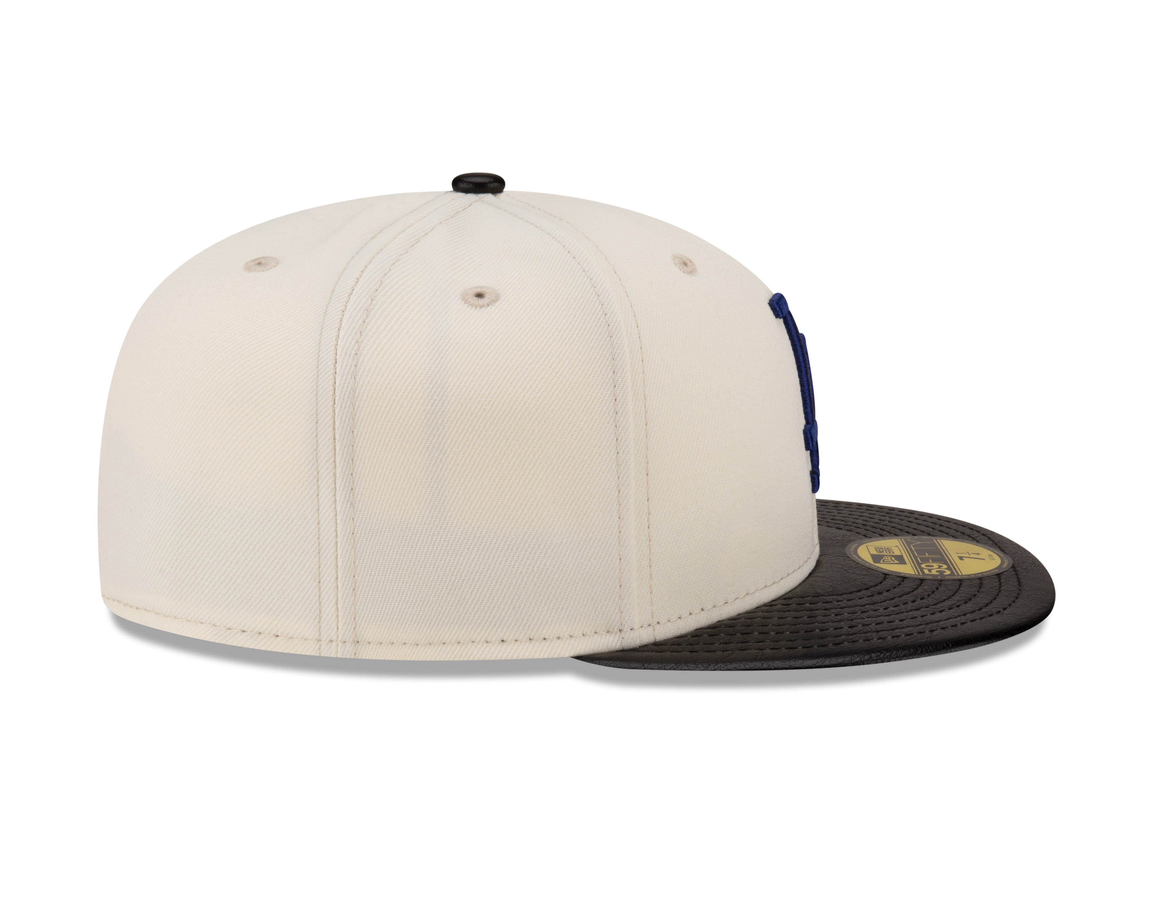 Los Angeles Dodgers MLB New Era Casquette ajustée à visière en cuir blanc cassé 59Fifty Game Night pour hommes