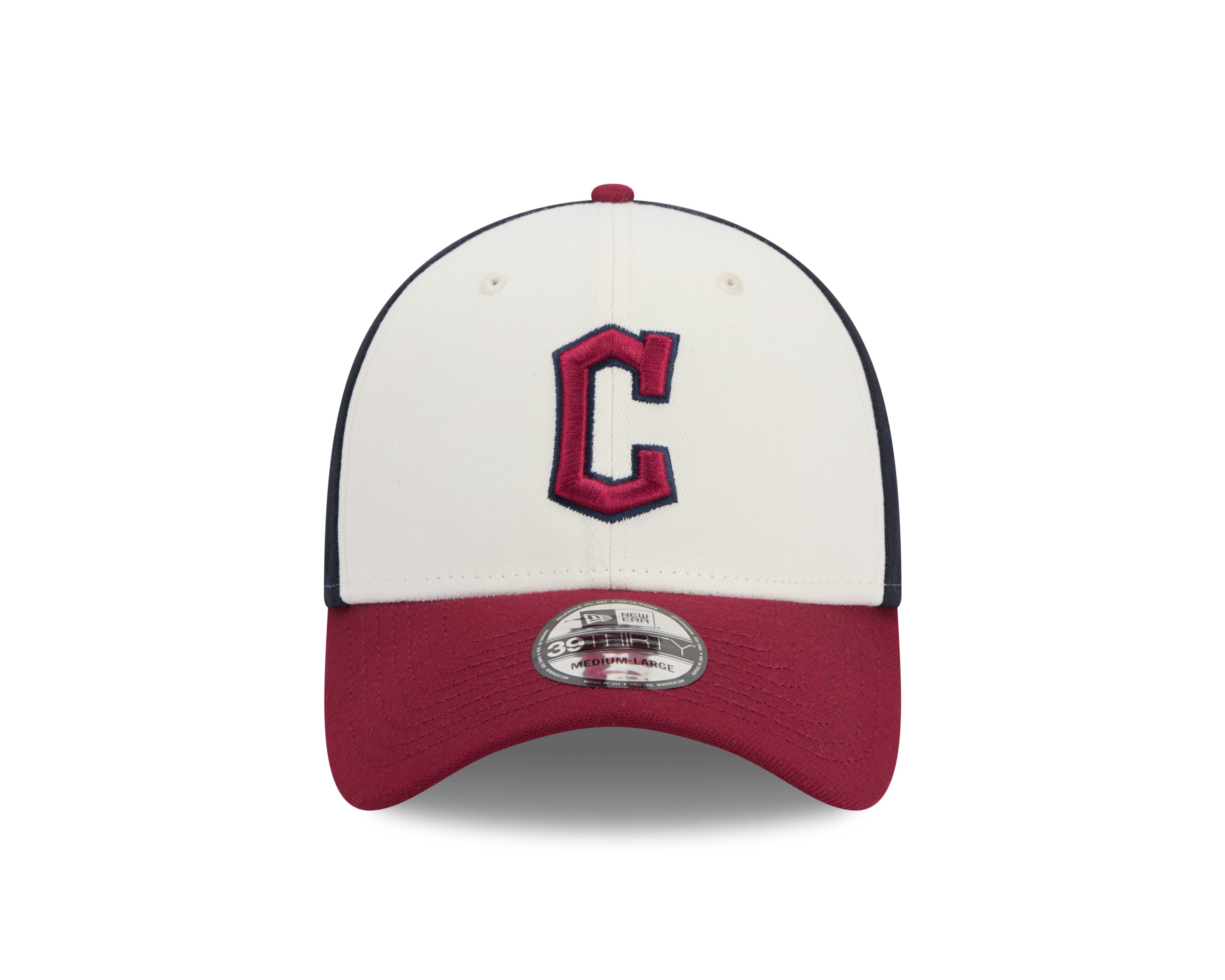 Casquette extensible City Connect 39Thirty 2024 pour homme, beige/bleu marine/rouge, des Cleveland Guardians de la MLB New Era