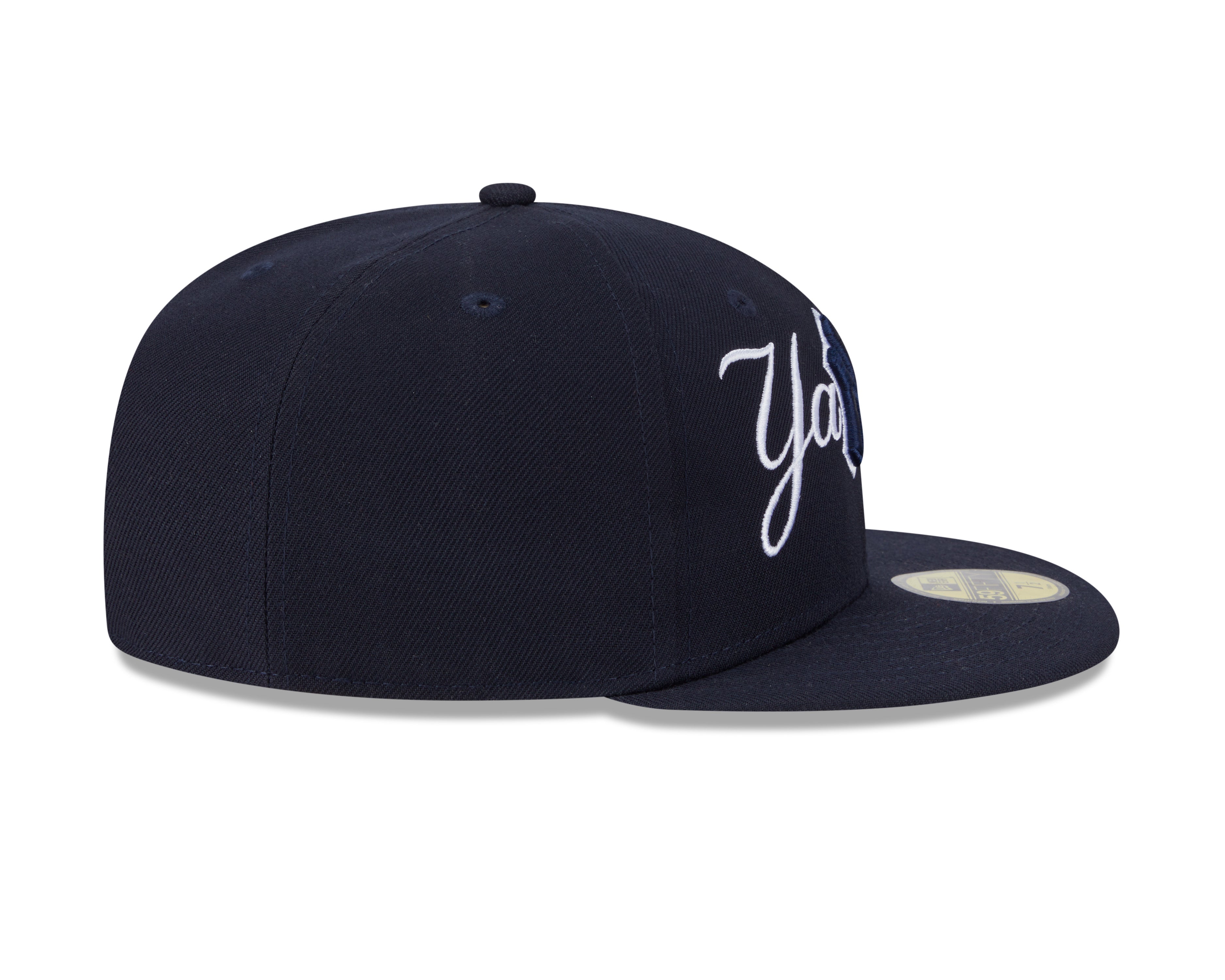 Casquette ajustée New York Yankees MLB New Era 59Fifty Overlap Scipt pour homme bleu marine foncé