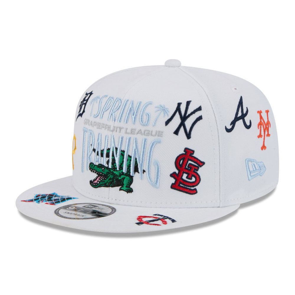Grapefruit League MLB New Era Men's White 9Fifty 2025 Spring Training Scattered Logos Snapback