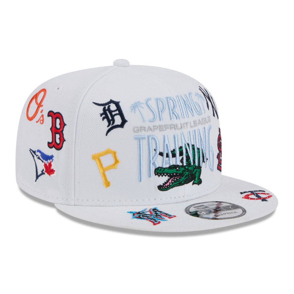Grapefruit League MLB New Era Men's White 9Fifty 2025 Spring Training Scattered Logos Snapback