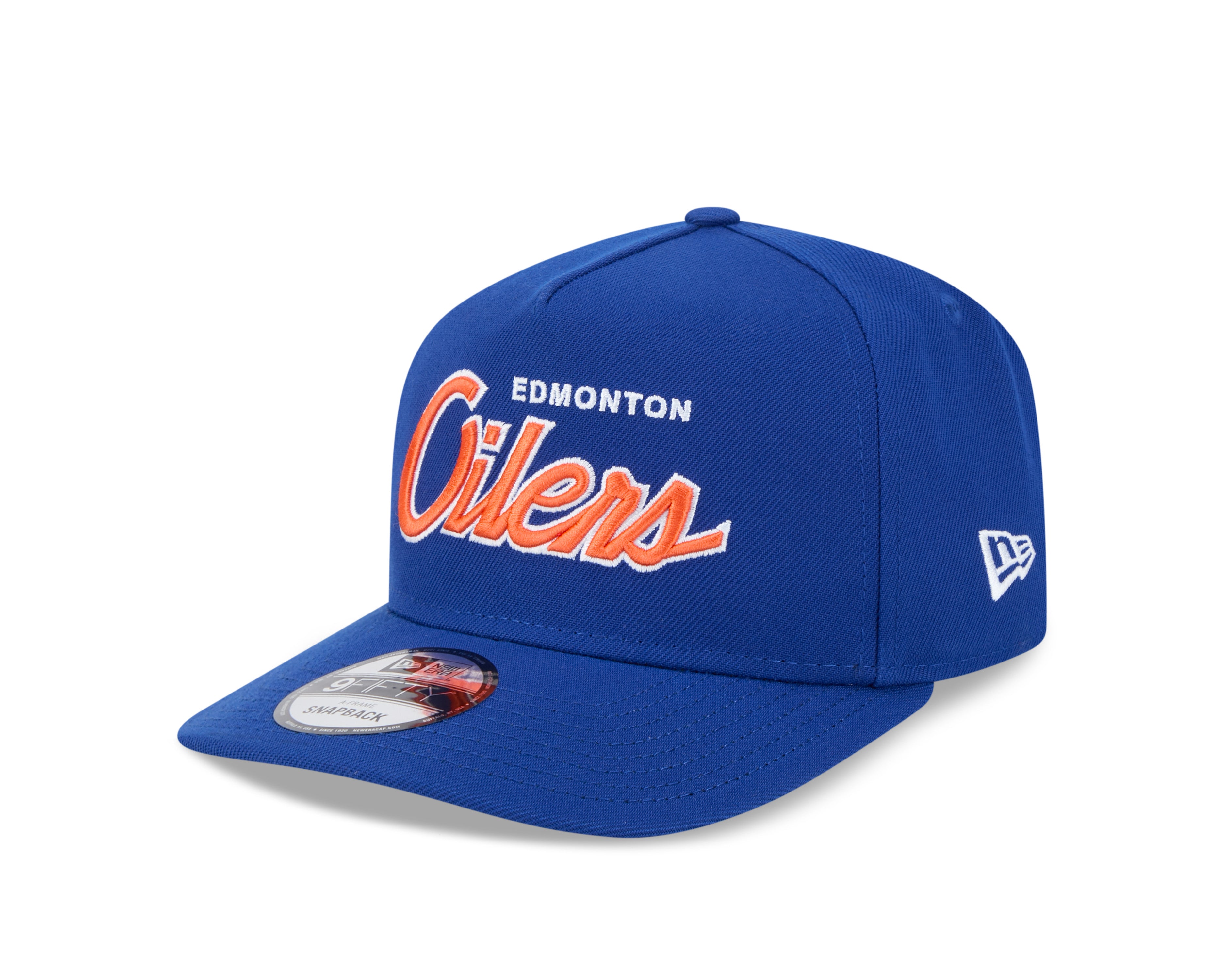 Edmonton Oilers NHL New Era Men's Royal 9Fifty Script A-Frame Snapback Hat