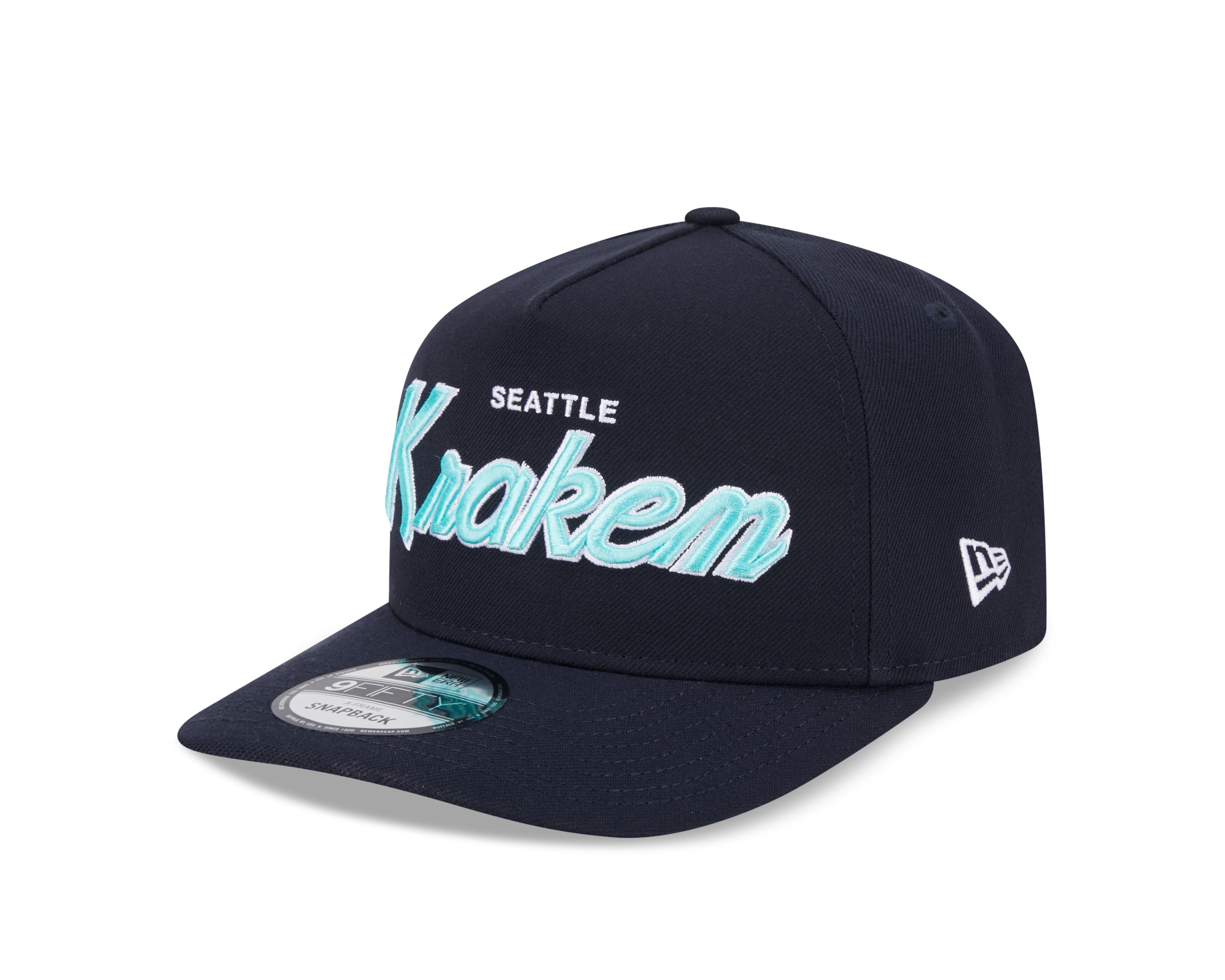 Seattle Kraken NHL New Era Men's Navy 9FIfty Script A-Frame Snapback