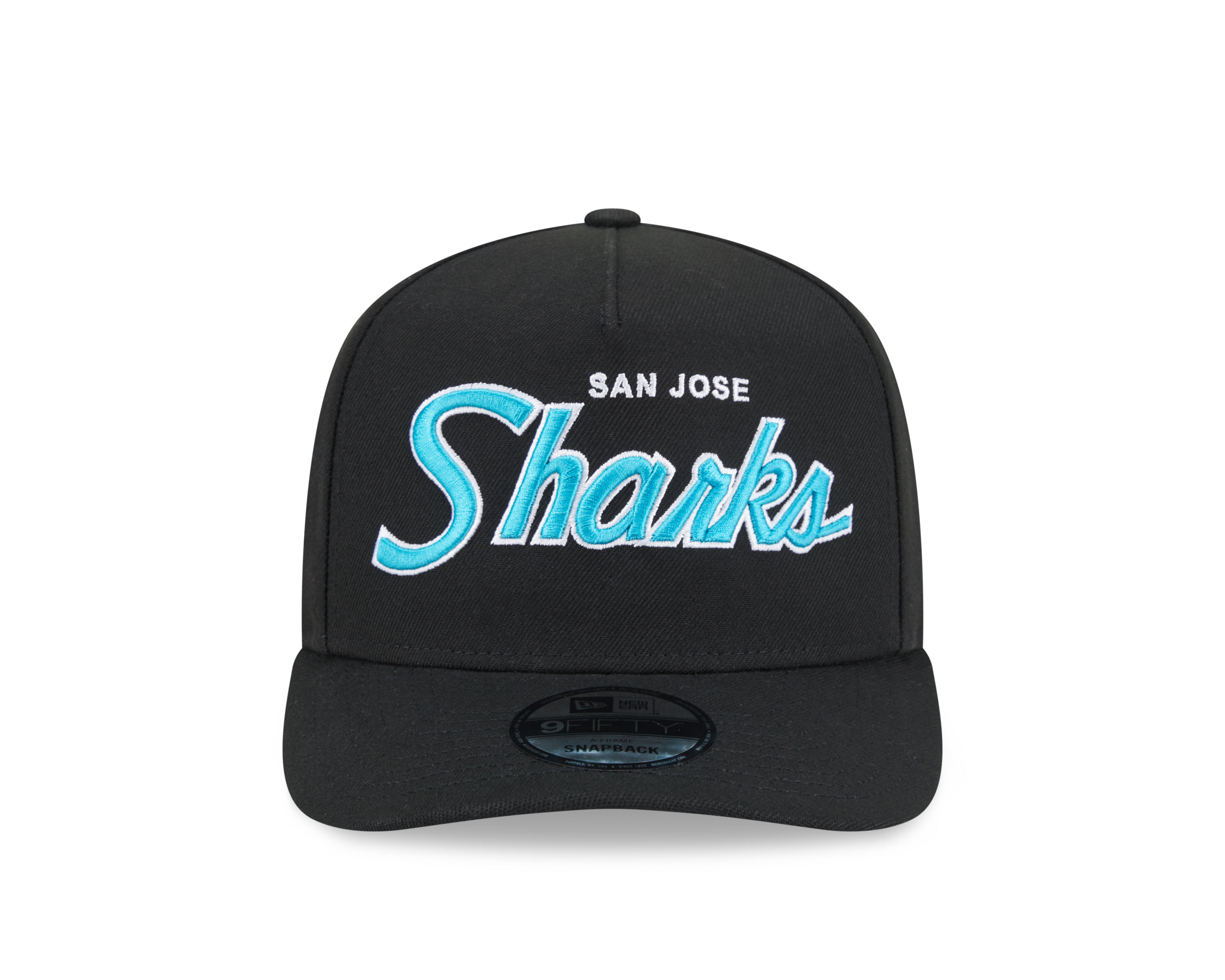 San Jose Sharks NHL New Era Men's Black 9FIfty Script A-Frame Snapback