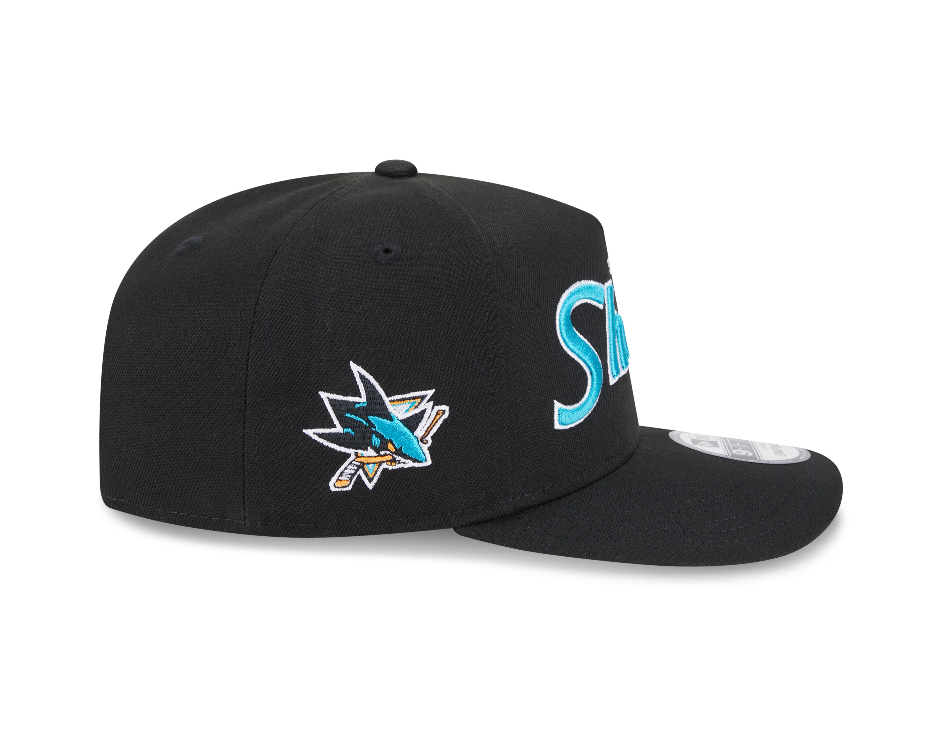 San Jose Sharks NHL New Era Men's Black 9FIfty Script A-Frame Snapback