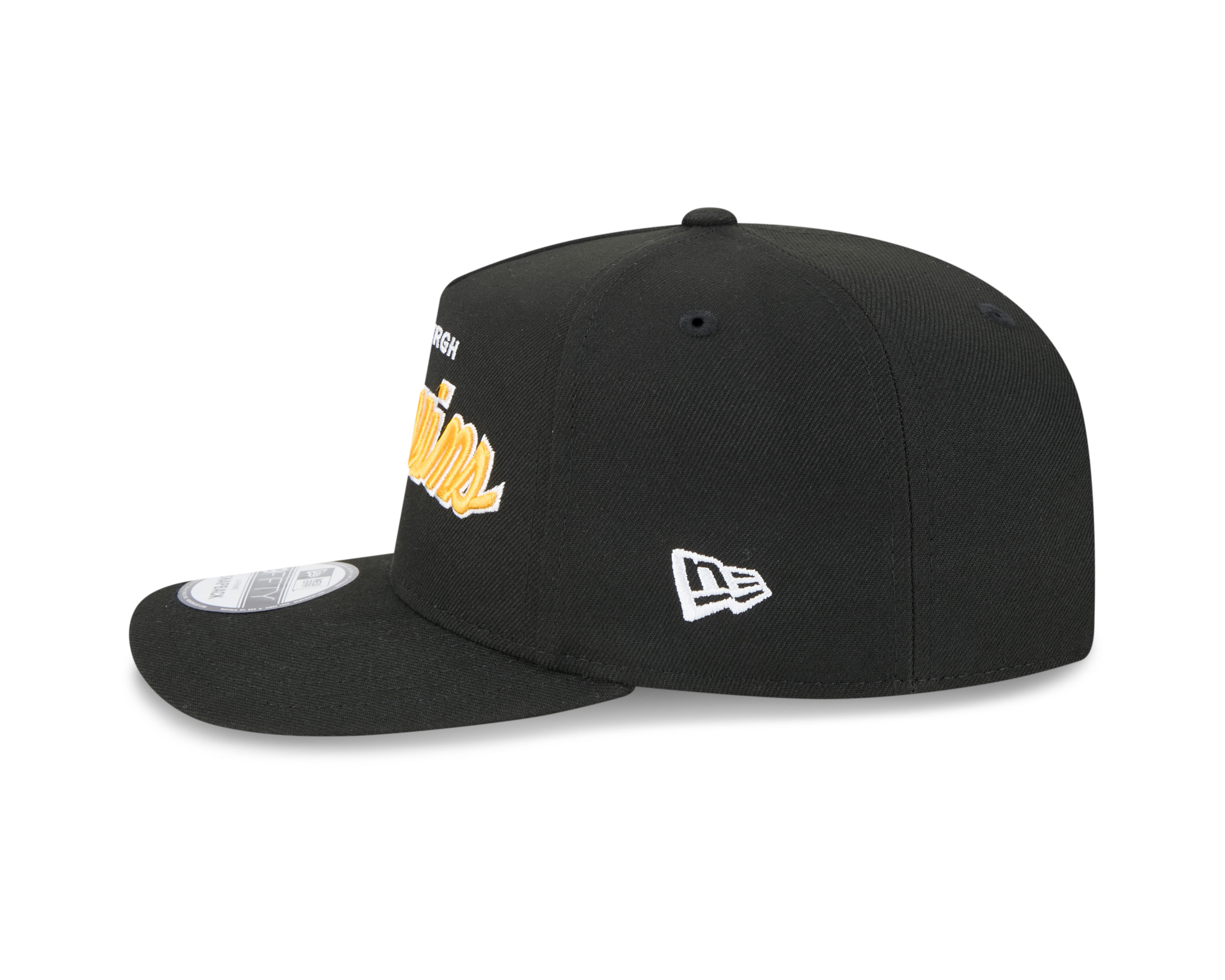 Casquette Snapback A-Frame 9FIfty Script noire pour homme des Penguins de Pittsburgh de la LNH de New Era