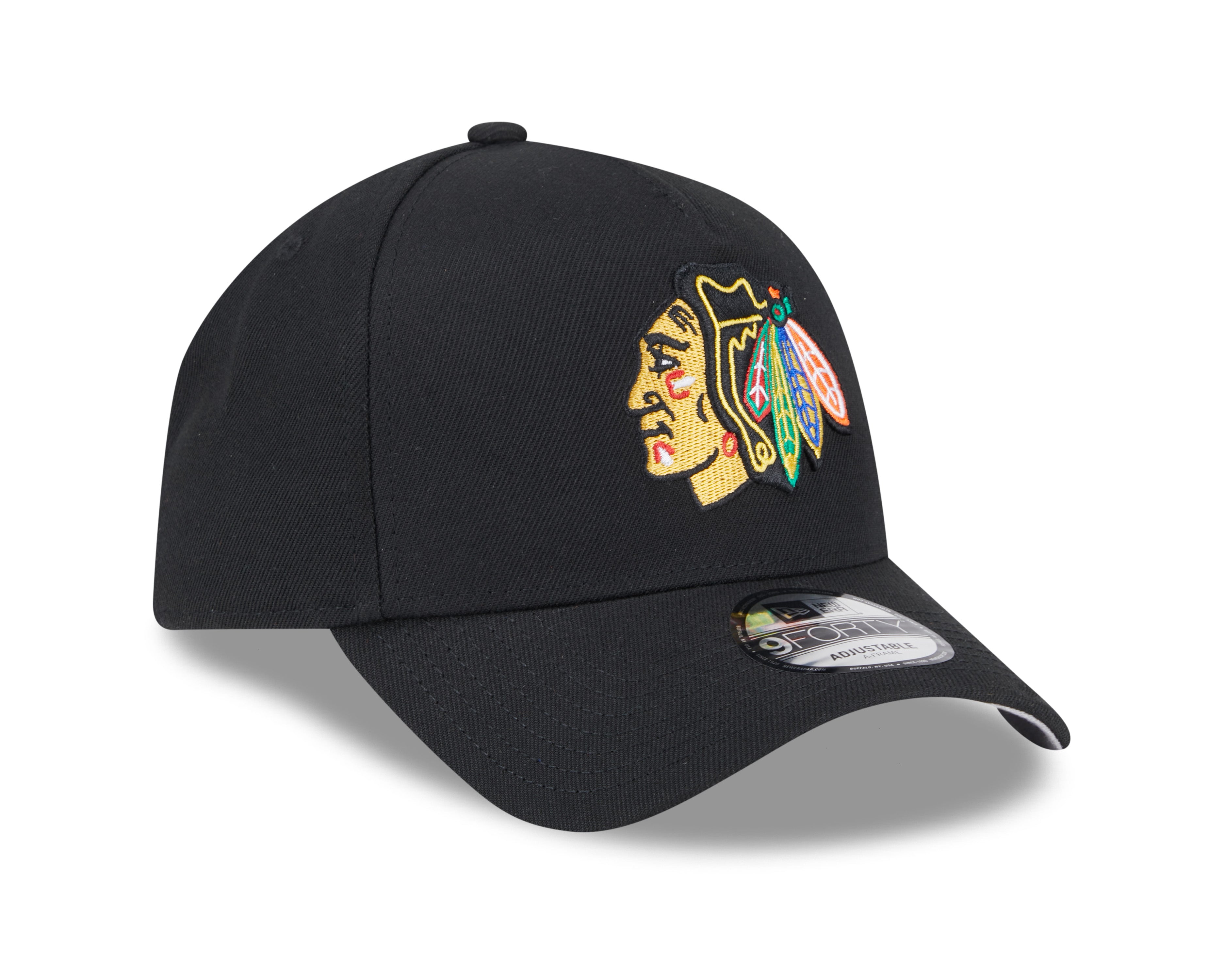 Casquette Snapback 9Forty A-Frame noire pour homme des Blackhawks de Chicago de la LNH de New Era