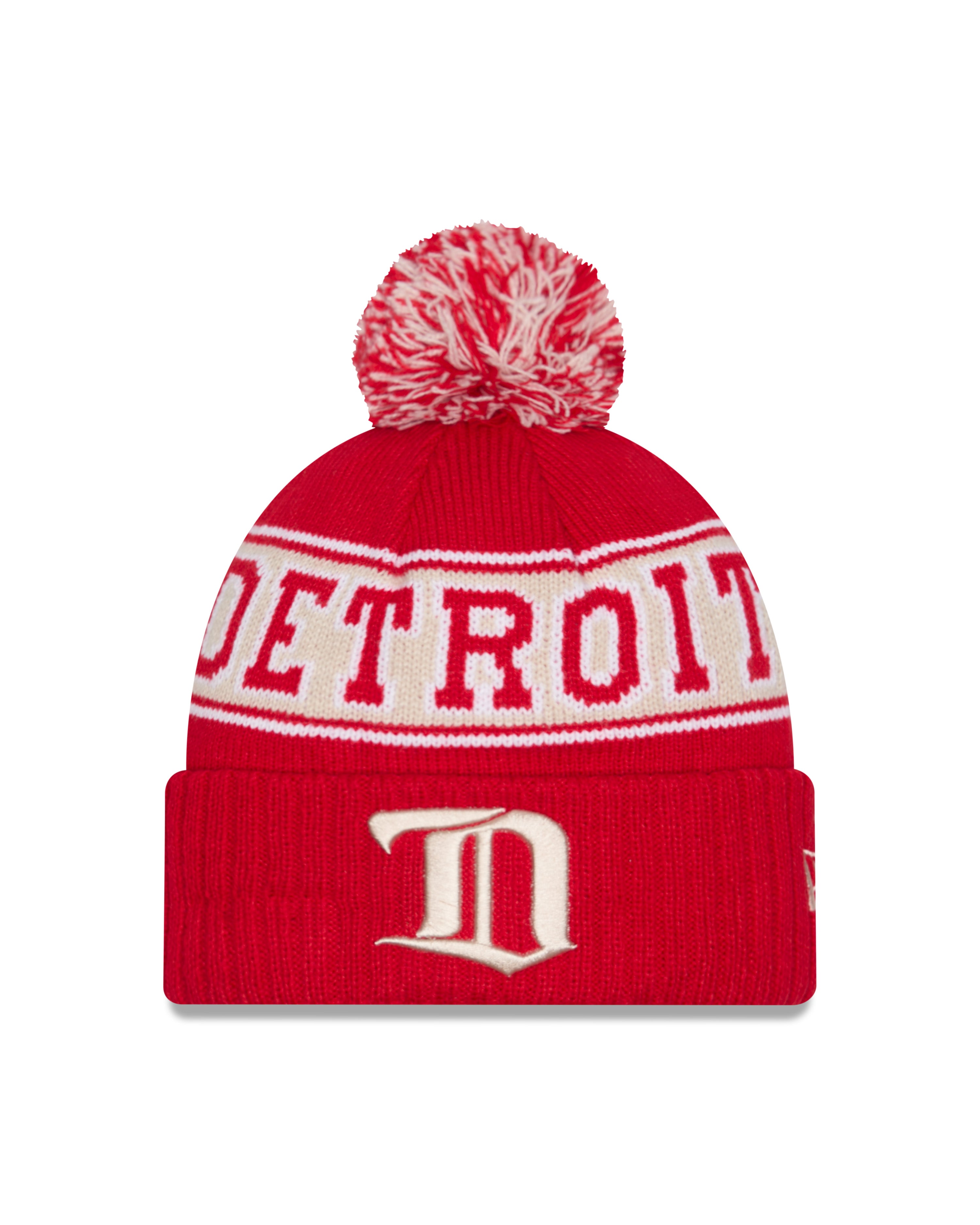 Bonnet à pompon en tricot rétro rouge pour homme Detroit Red Wings NHL New Era