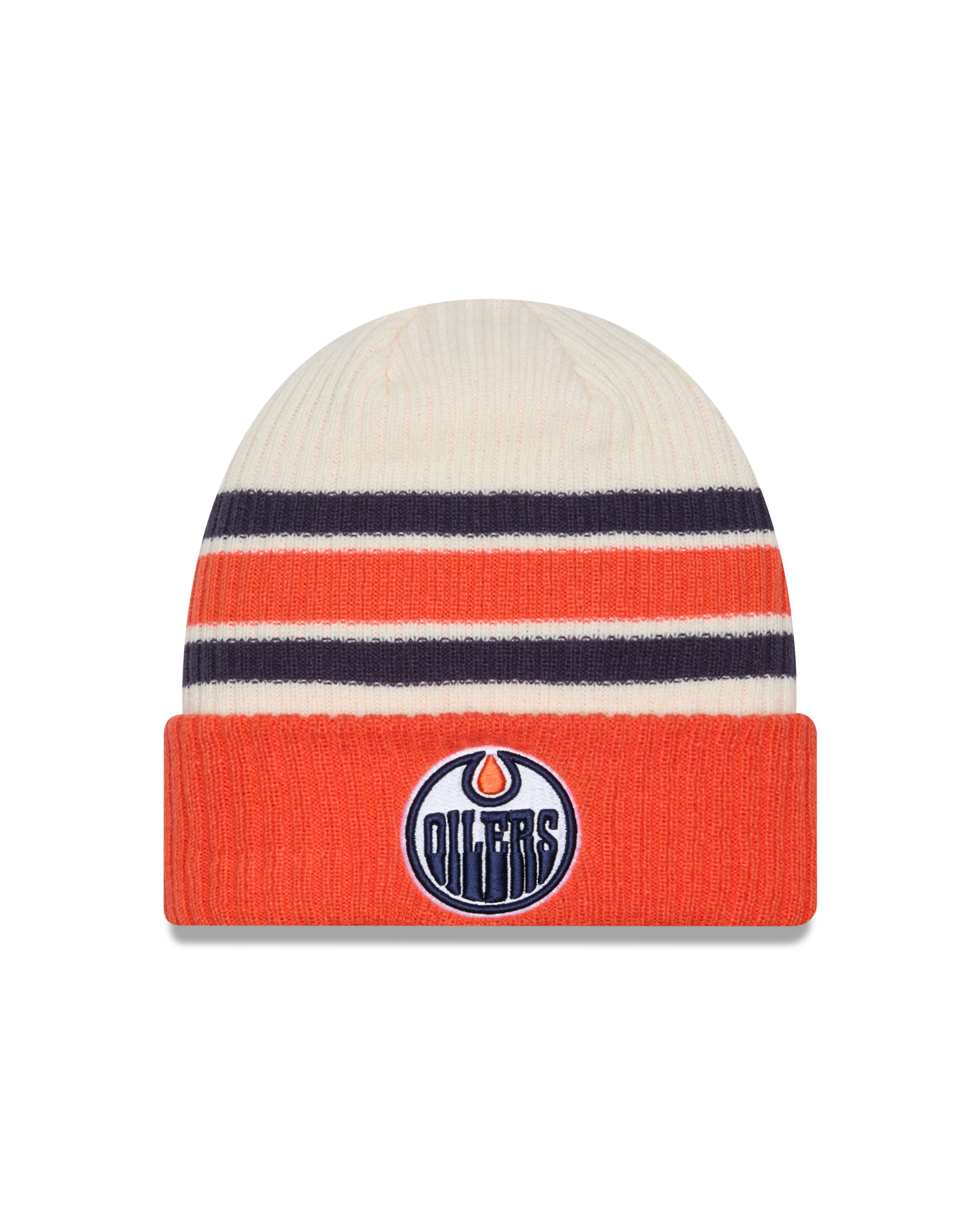 Bonnet tricoté vintage pour homme New Era des Oilers d'Edmonton NHL
