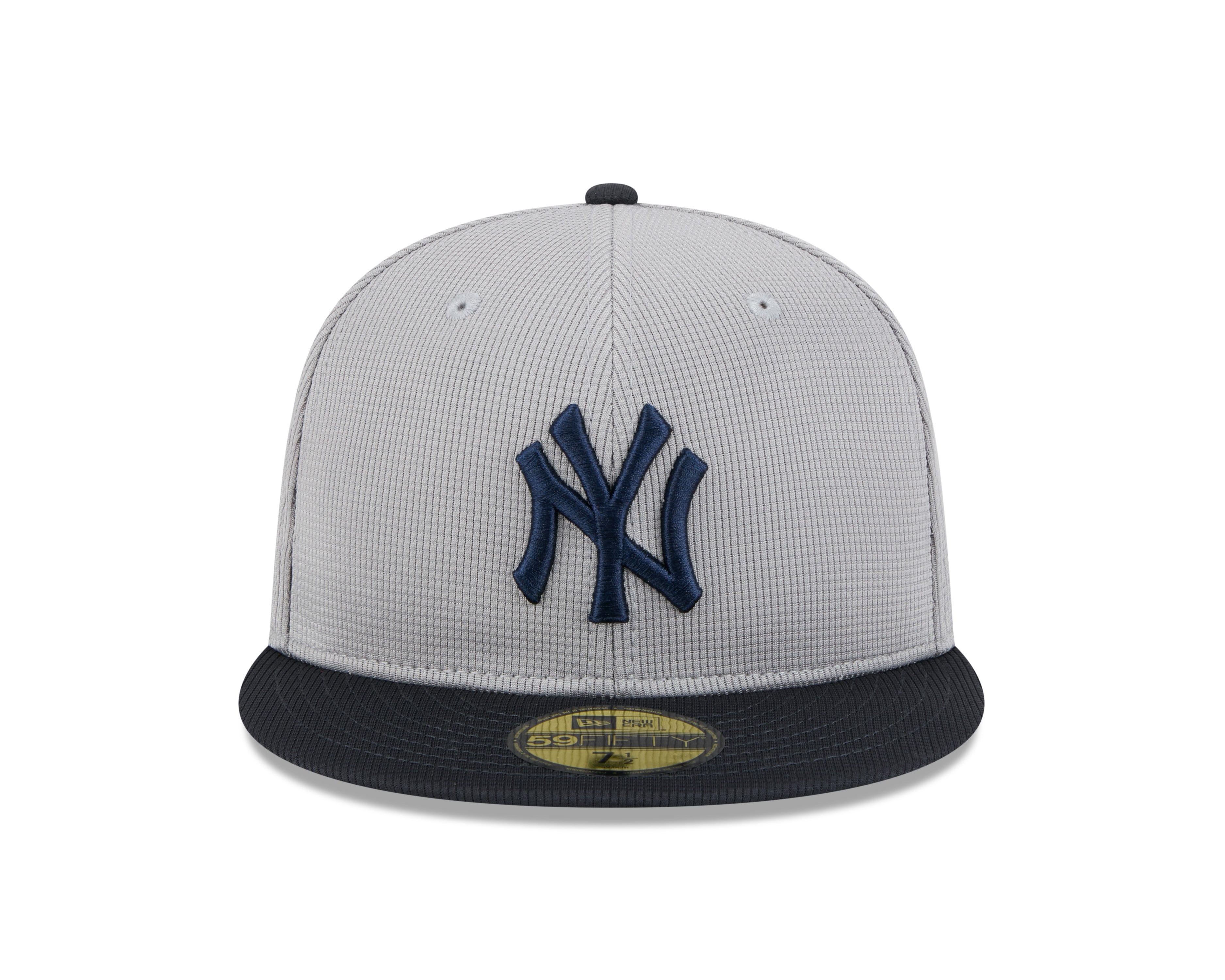 Casquette ajustée d'entraînement de printemps 2025 MLB New Era pour homme New York Yankees 59Fifty gris/bleu marine