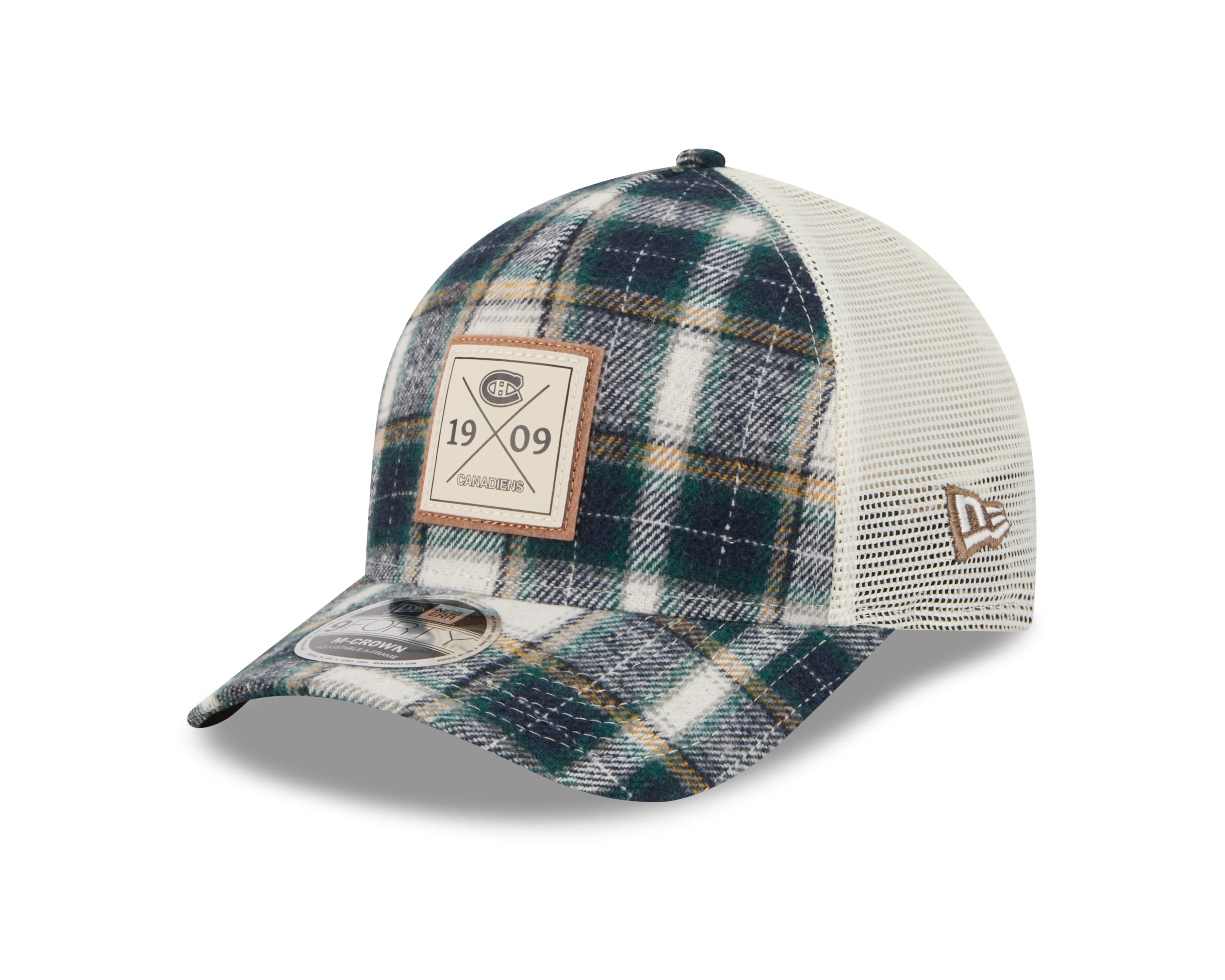 Casquette de camionneur à carreaux New Era 9FORTY M-Crown A-Frame pour homme des Canadiens de Montréal (NHL)