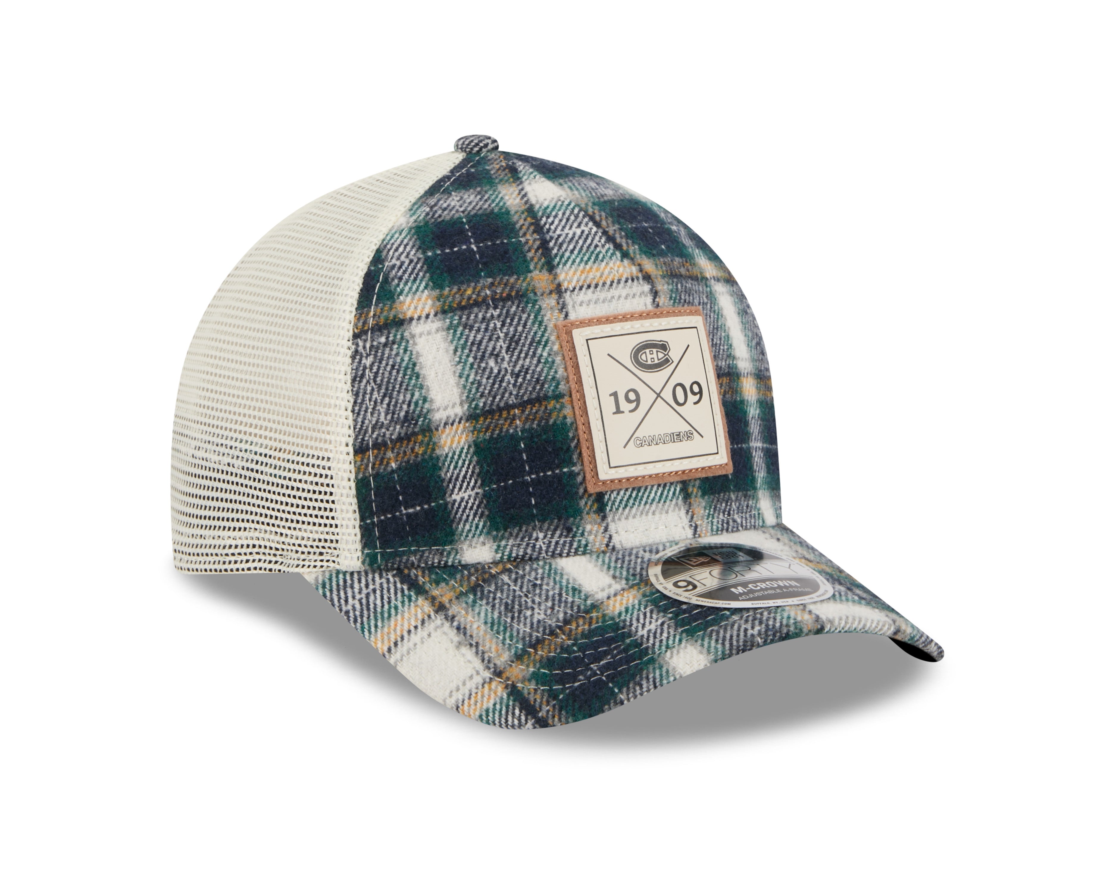 Casquette de camionneur à carreaux New Era 9FORTY M-Crown A-Frame pour homme des Canadiens de Montréal (NHL)