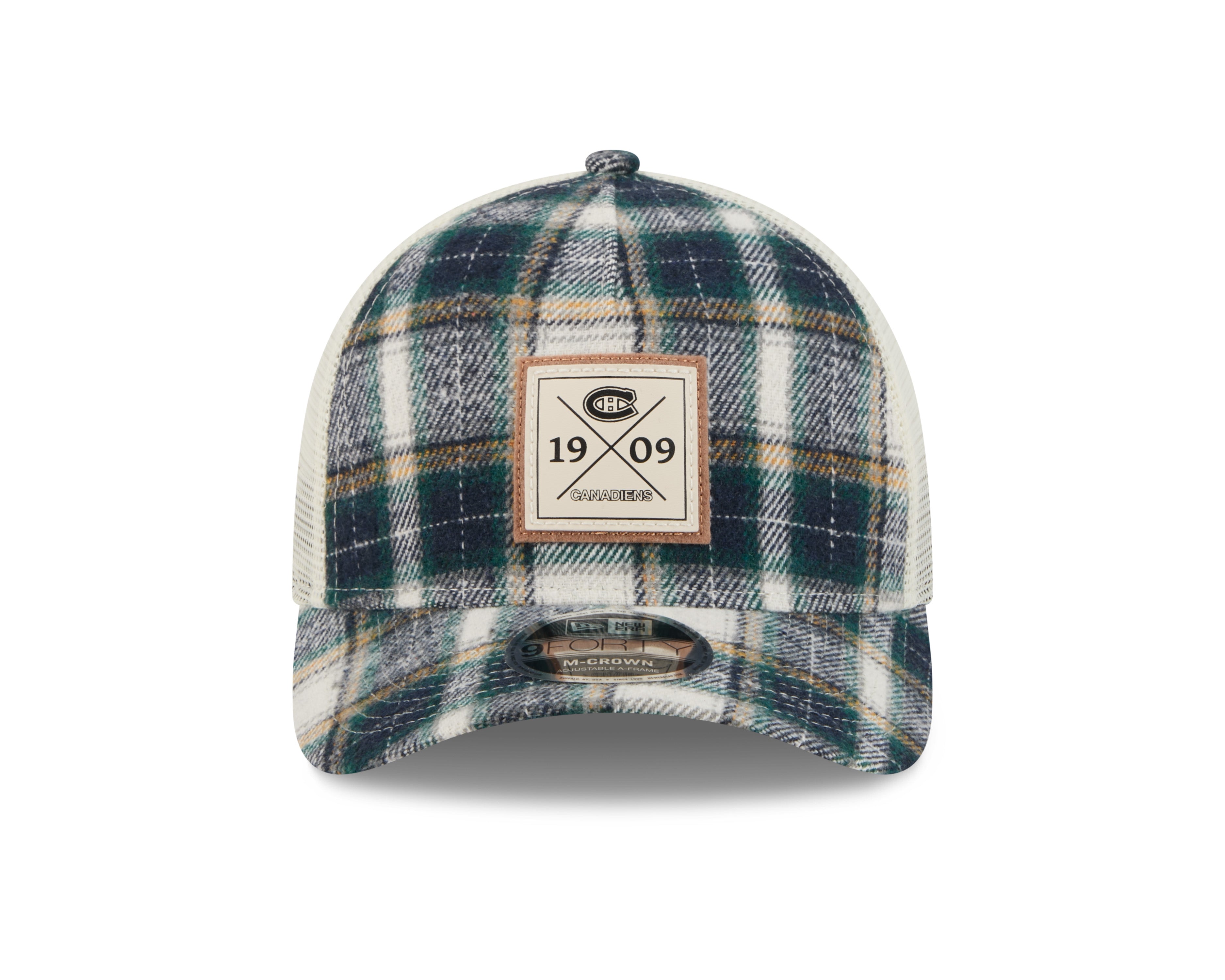 Casquette de camionneur à carreaux New Era 9FORTY M-Crown A-Frame pour homme des Canadiens de Montréal (NHL)