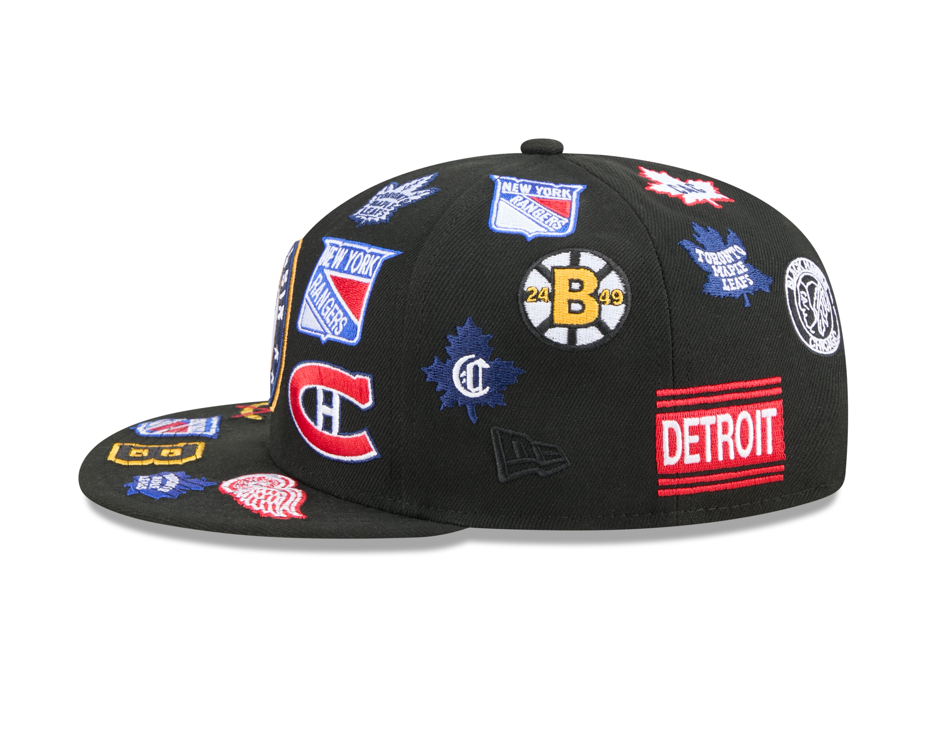 Original Six NHL New Era Men's Black 9Fifty All Over Logo Snapback