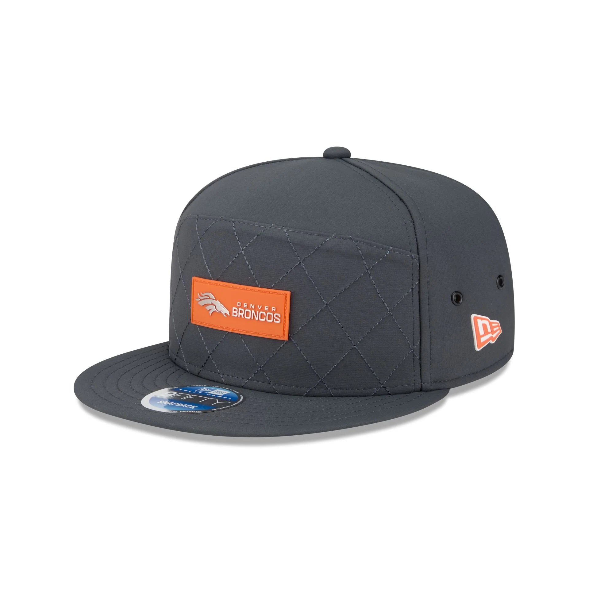 Casquette snapback New Era 9Fifty 2025 Sideline à panneaux fendus, couleur anthracite, pour homme, Denver Broncos NFL