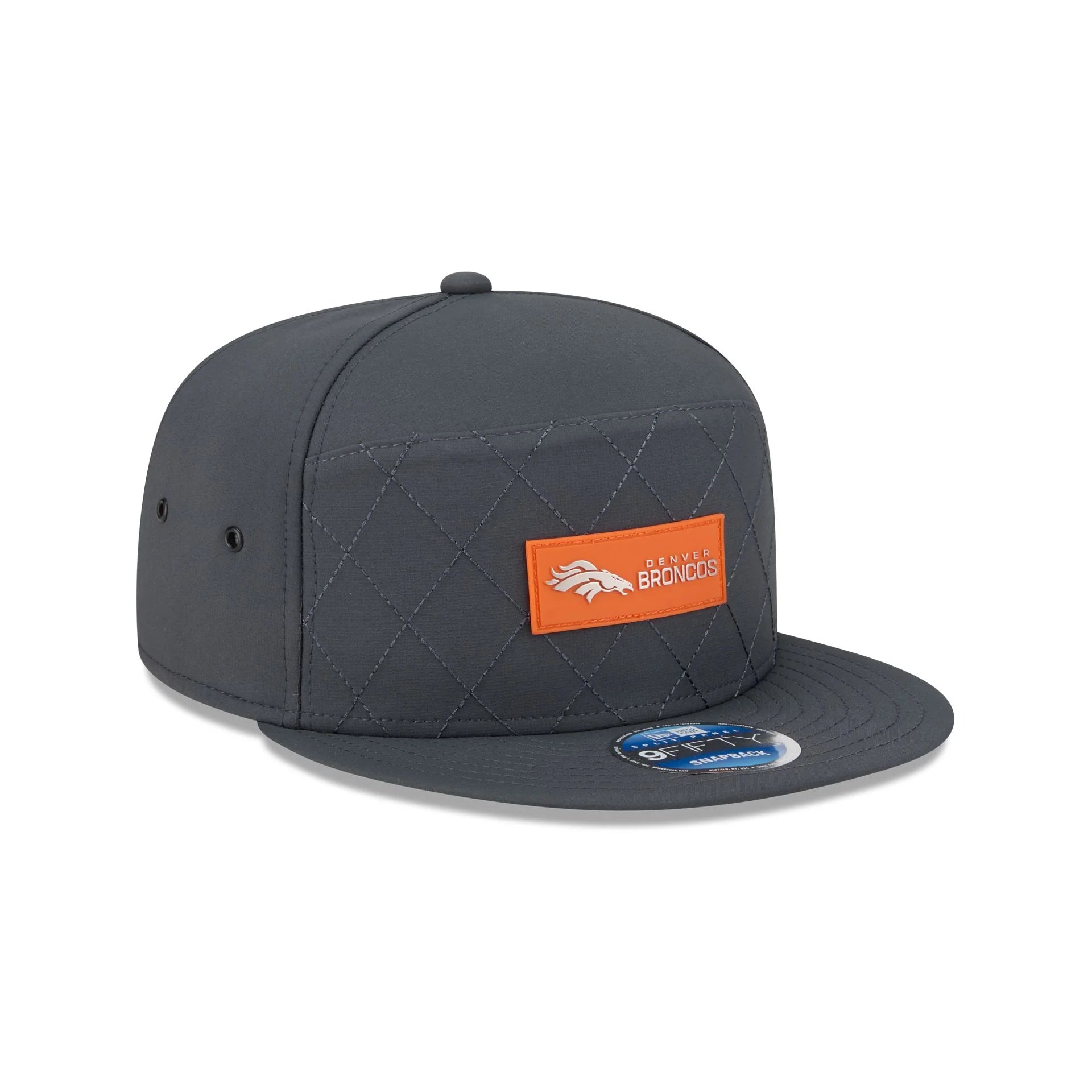 Casquette snapback New Era 9Fifty 2025 Sideline à panneaux fendus, couleur anthracite, pour homme, Denver Broncos NFL