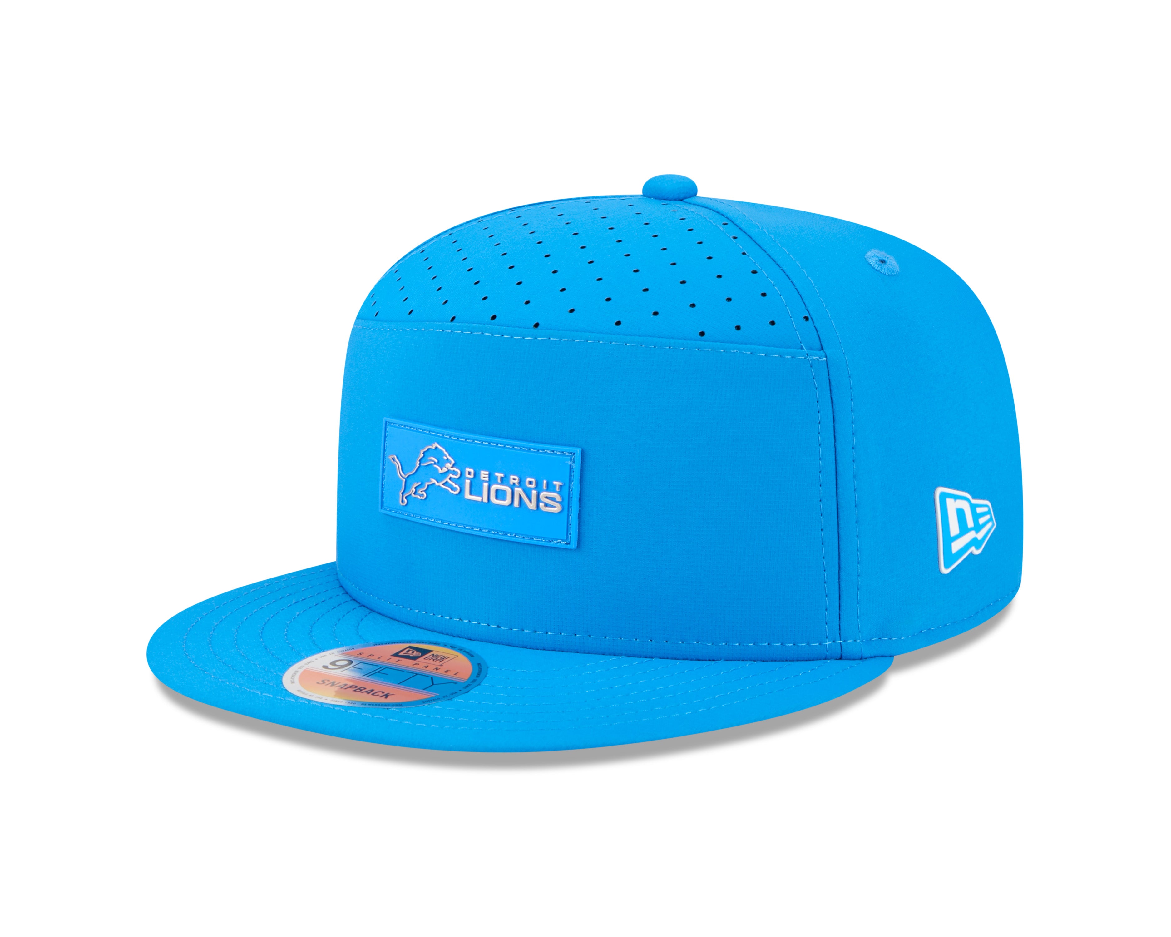 Casquette snapback 9Fifty 2025 bleu clair pour homme des Detroit Lions NFL New Era, avec panneau fendu et logo latéral, pour temps chaud