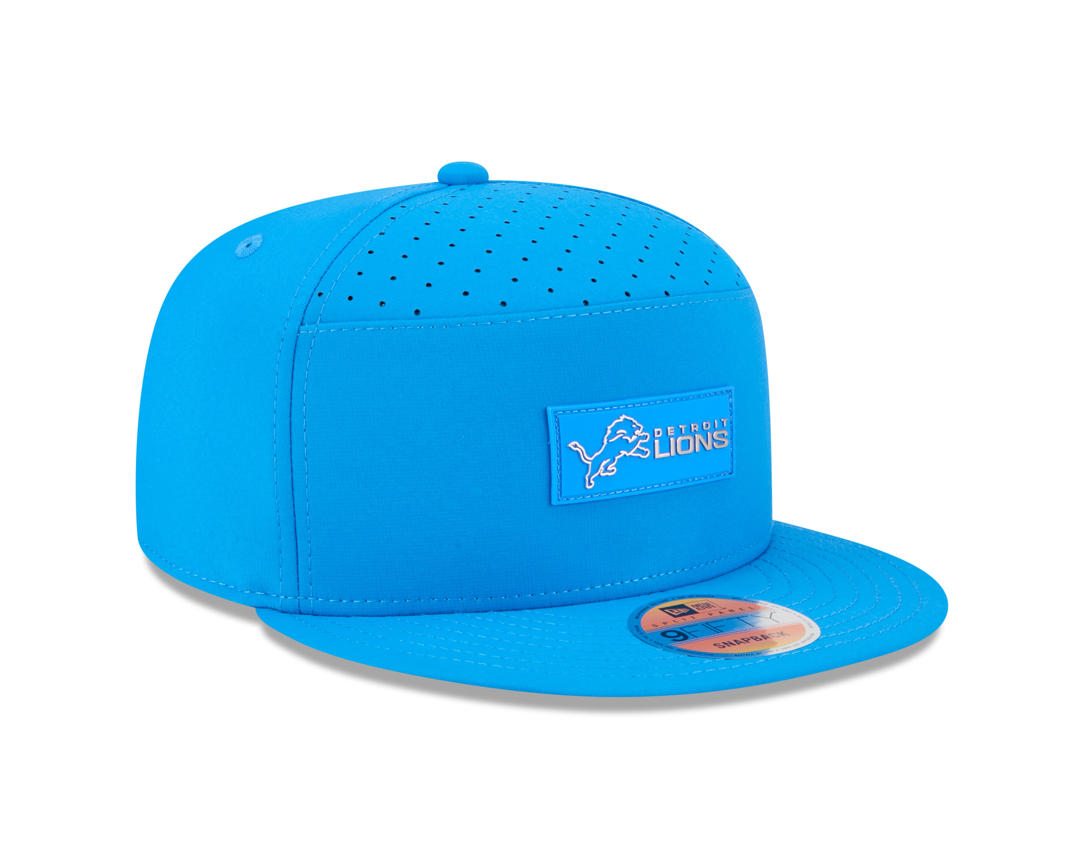 Casquette snapback 9Fifty 2025 bleu clair pour homme des Detroit Lions NFL New Era, avec panneau fendu et logo latéral, pour temps chaud