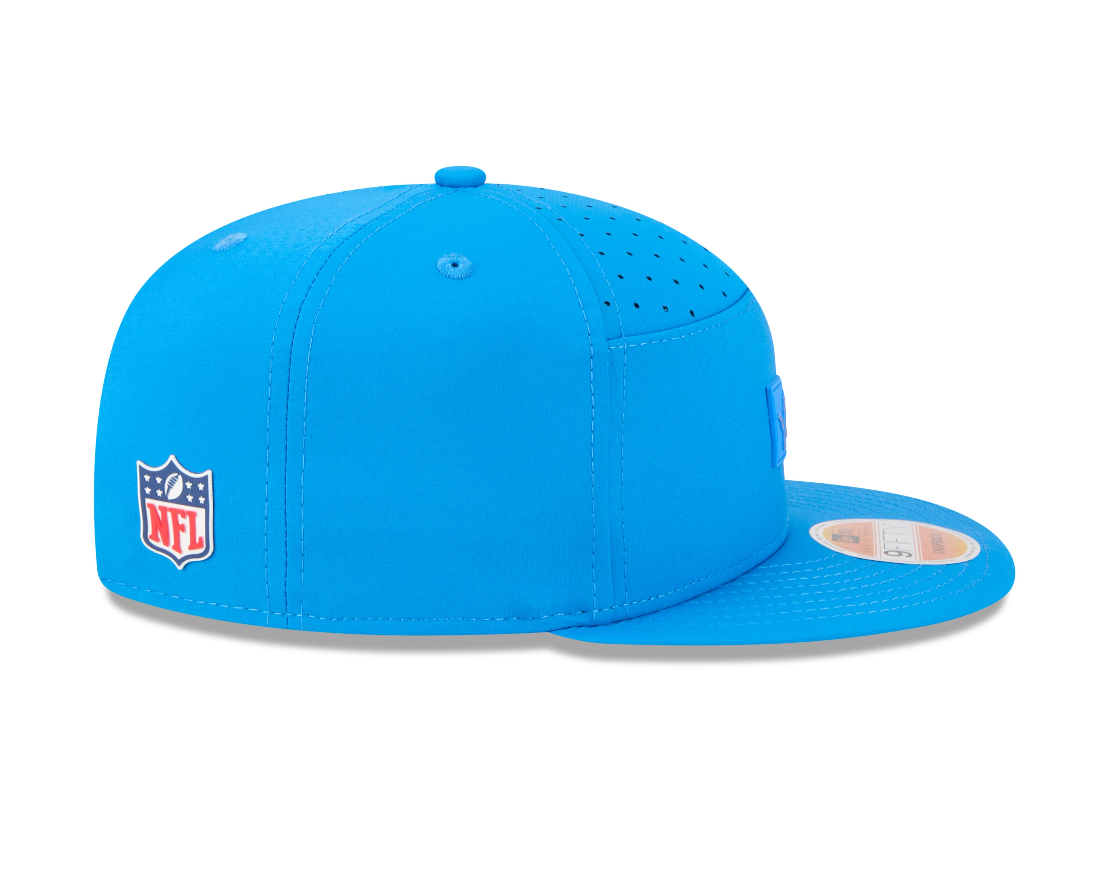 Casquette snapback 9Fifty 2025 bleu clair pour homme des Detroit Lions NFL New Era, avec panneau fendu et logo latéral, pour temps chaud