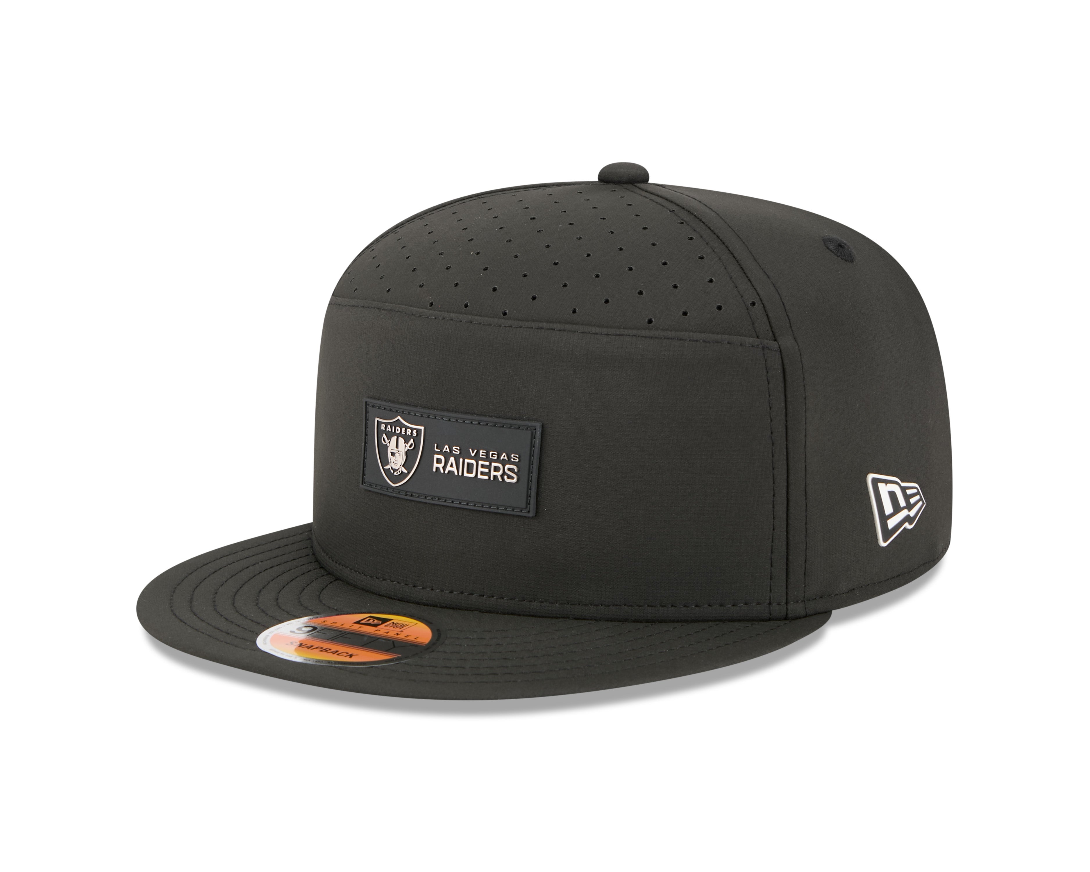Las Vegas Raiders NFL New Era Men's Black 9Fifty 2025 Sideline Hot Weather Split Panel Snapback