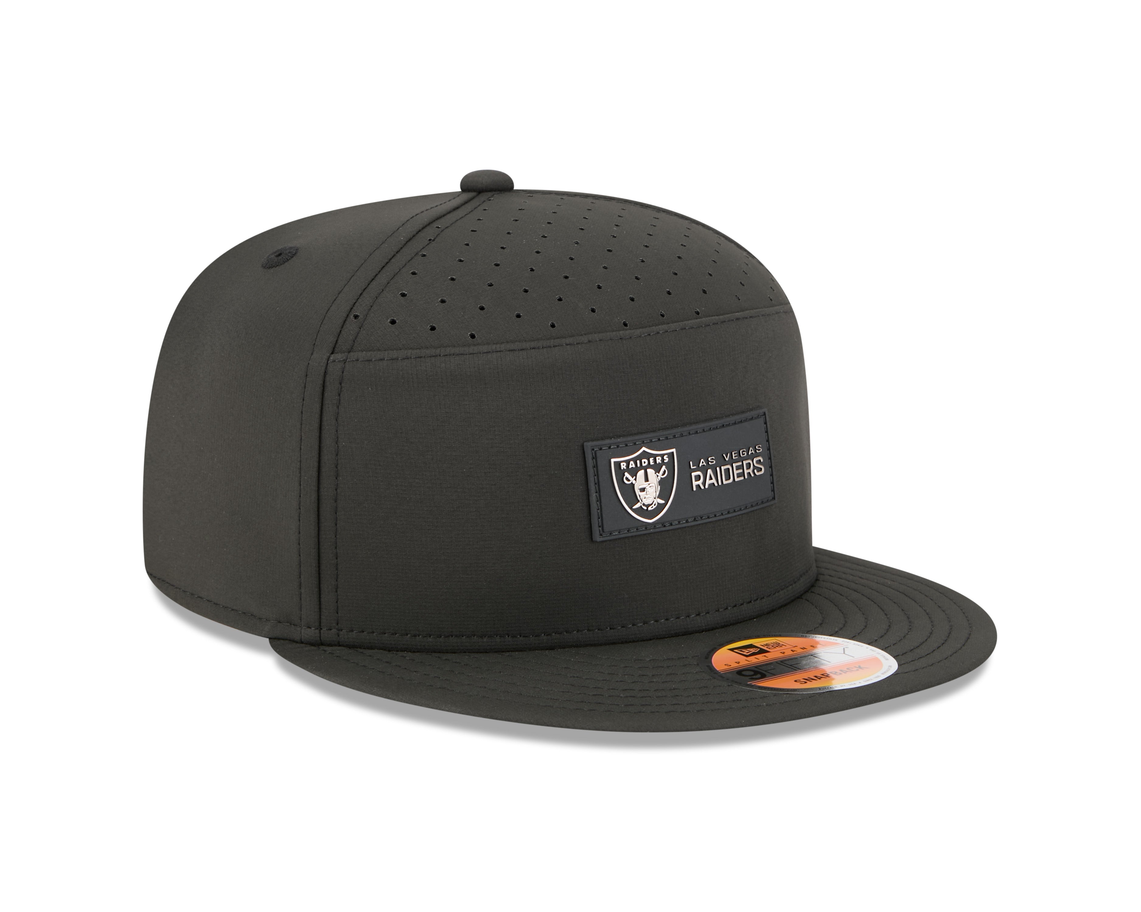 Las Vegas Raiders NFL New Era Men's Black 9Fifty 2025 Sideline Hot Weather Split Panel Snapback