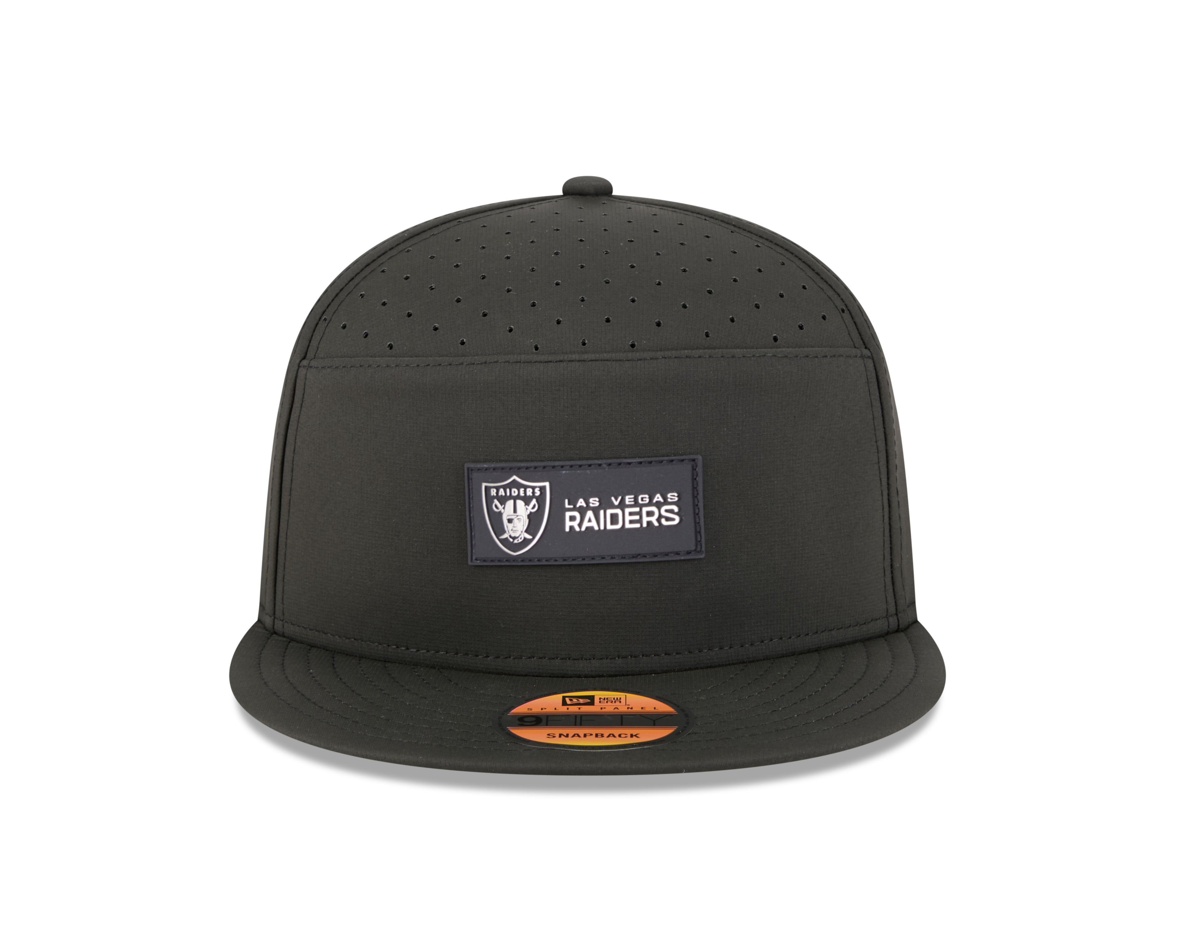 Las Vegas Raiders NFL New Era Men's Black 9Fifty 2025 Sideline Hot Weather Split Panel Snapback