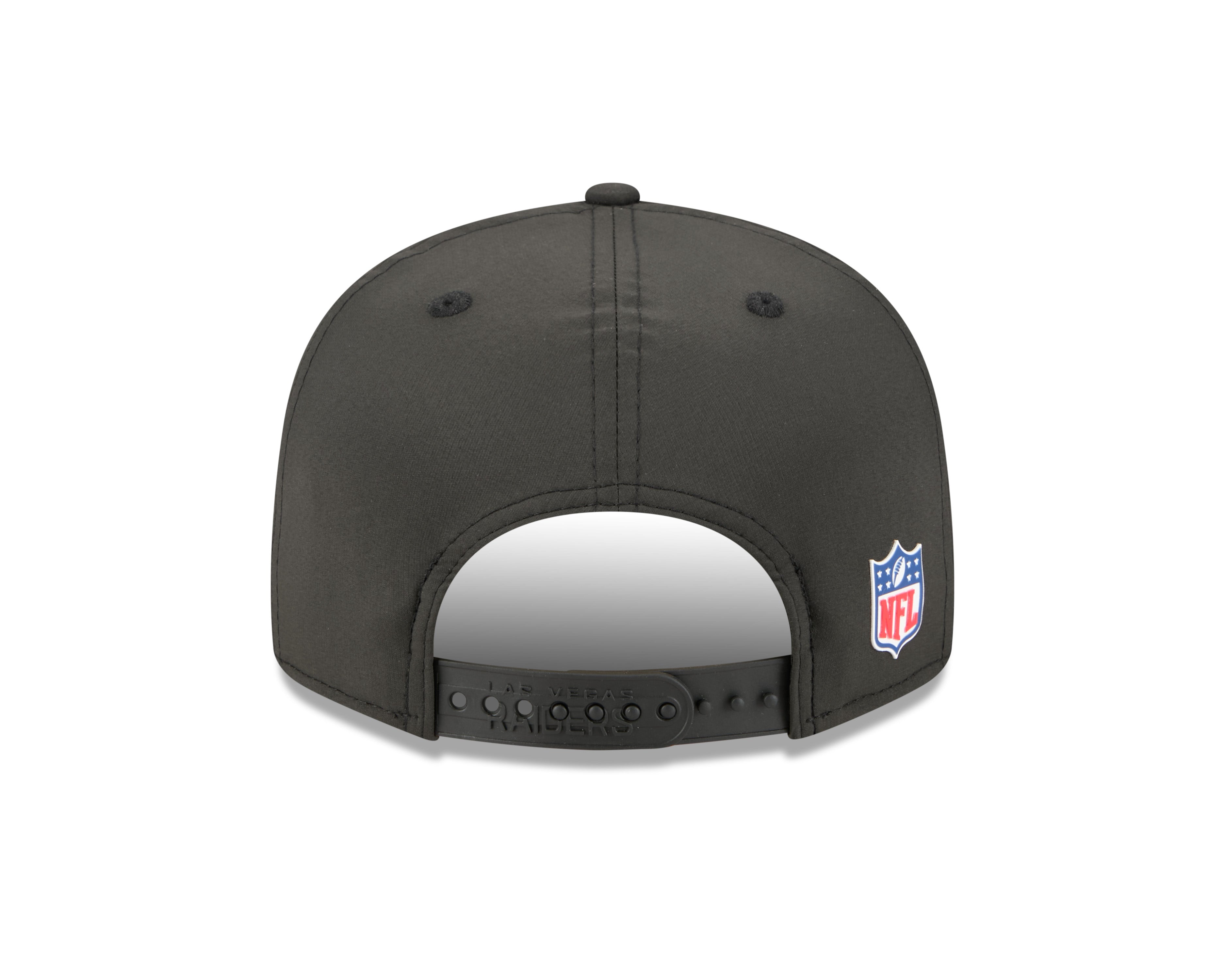 Las Vegas Raiders NFL New Era Men's Black 9Fifty 2025 Sideline Hot Weather Split Panel Snapback