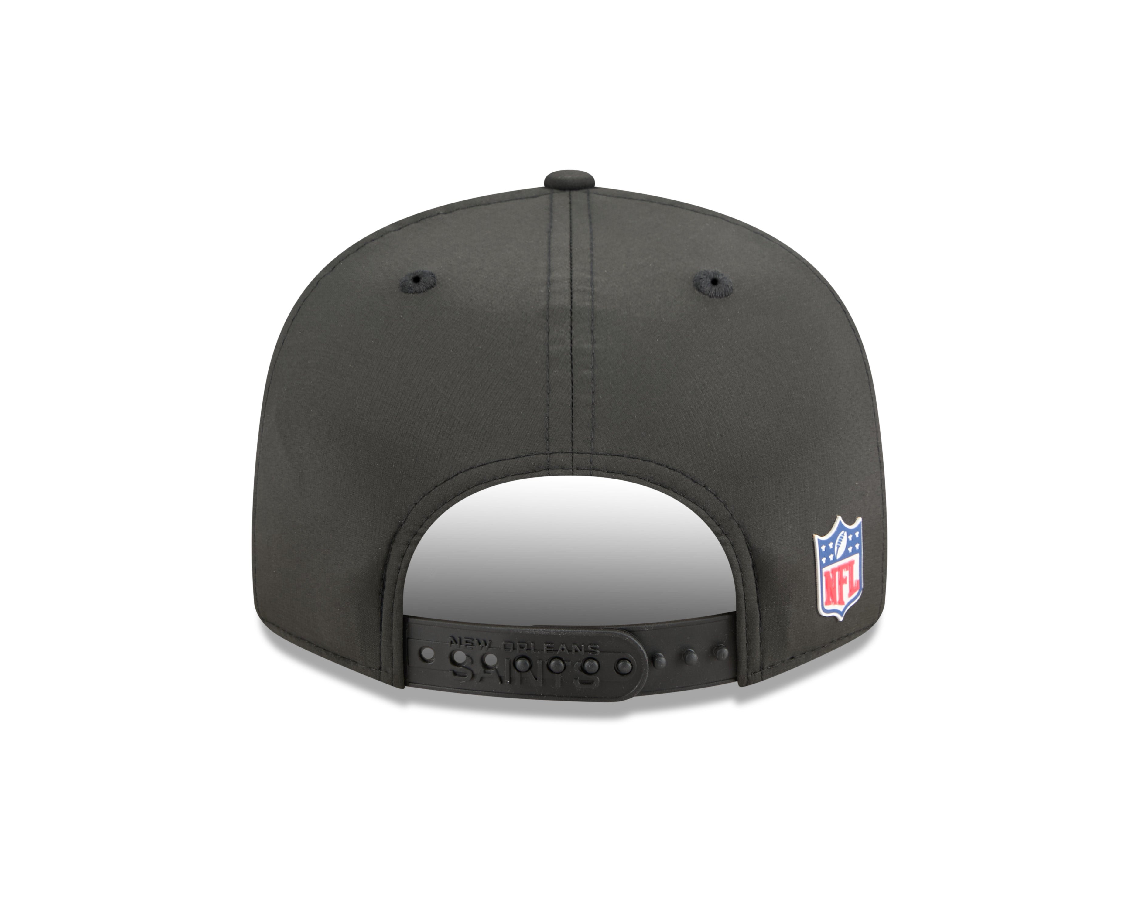 New Orleans Saints NFL New Era Men's Black 9Fifty 2025 Sideline Hot Weather Split Panel Snapback